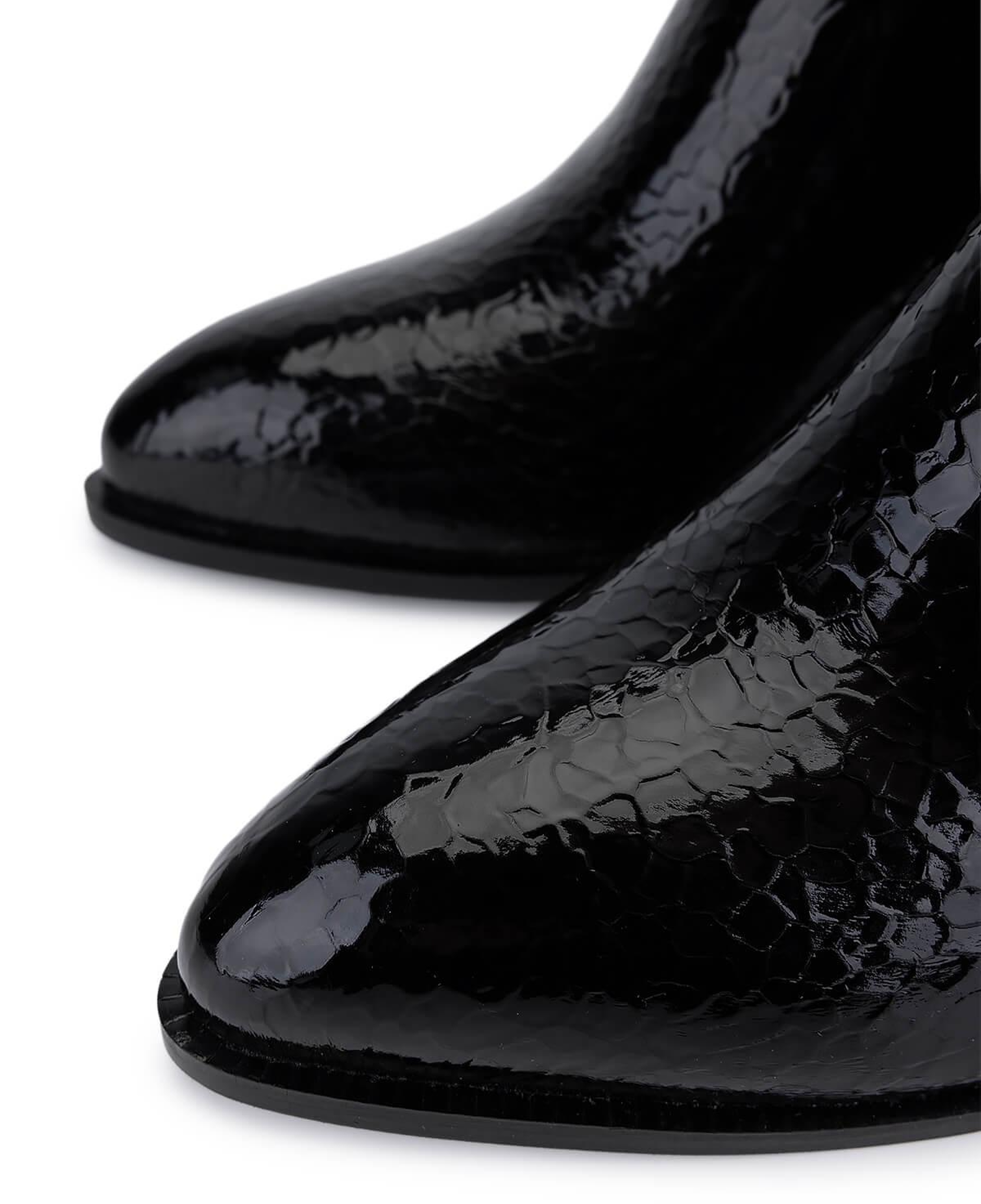 Tamer Tanca Kadın Suni Deri Siyah Rugan Topuklu Bot