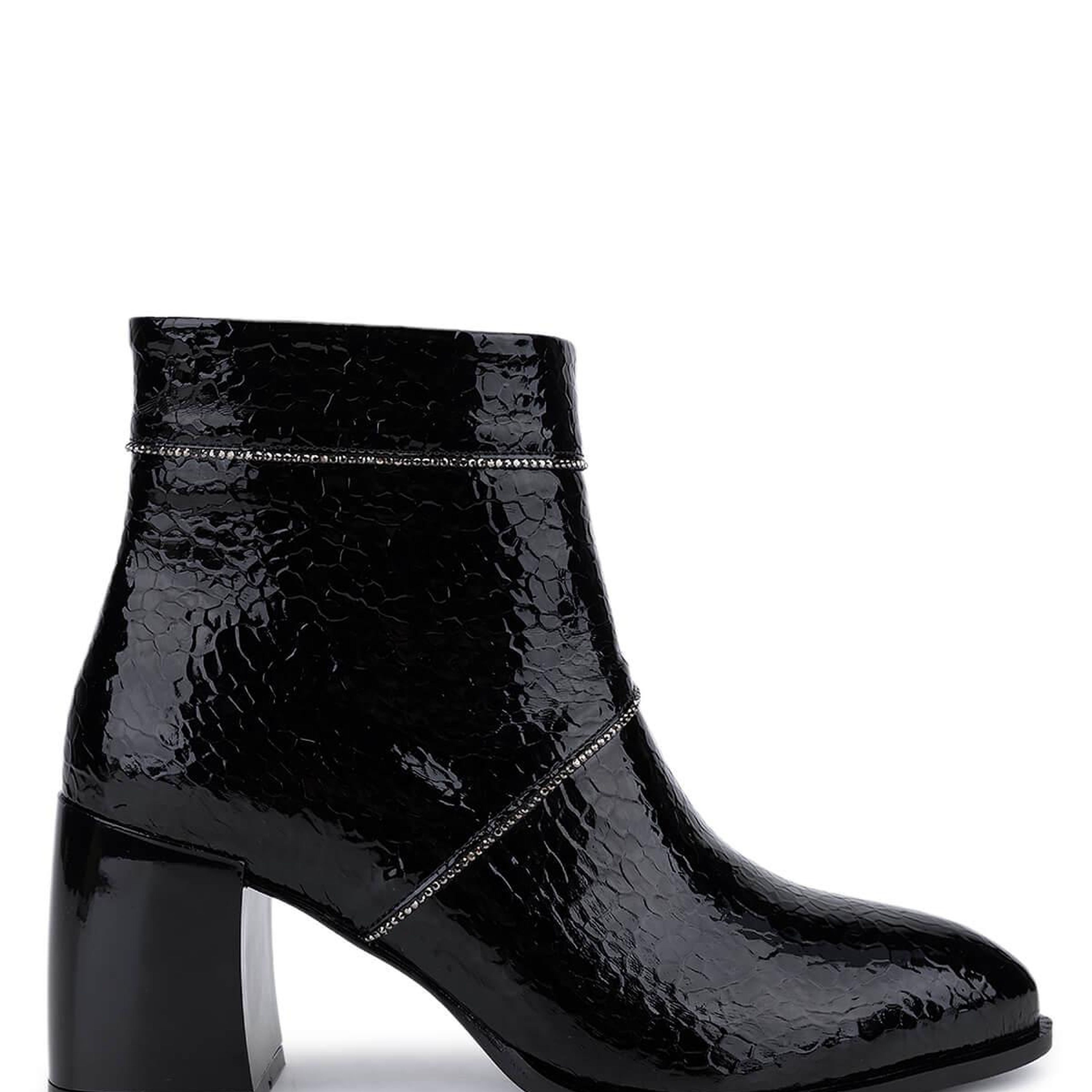 Tamer Tanca Kadın Suni Deri Siyah Rugan Topuklu Bot