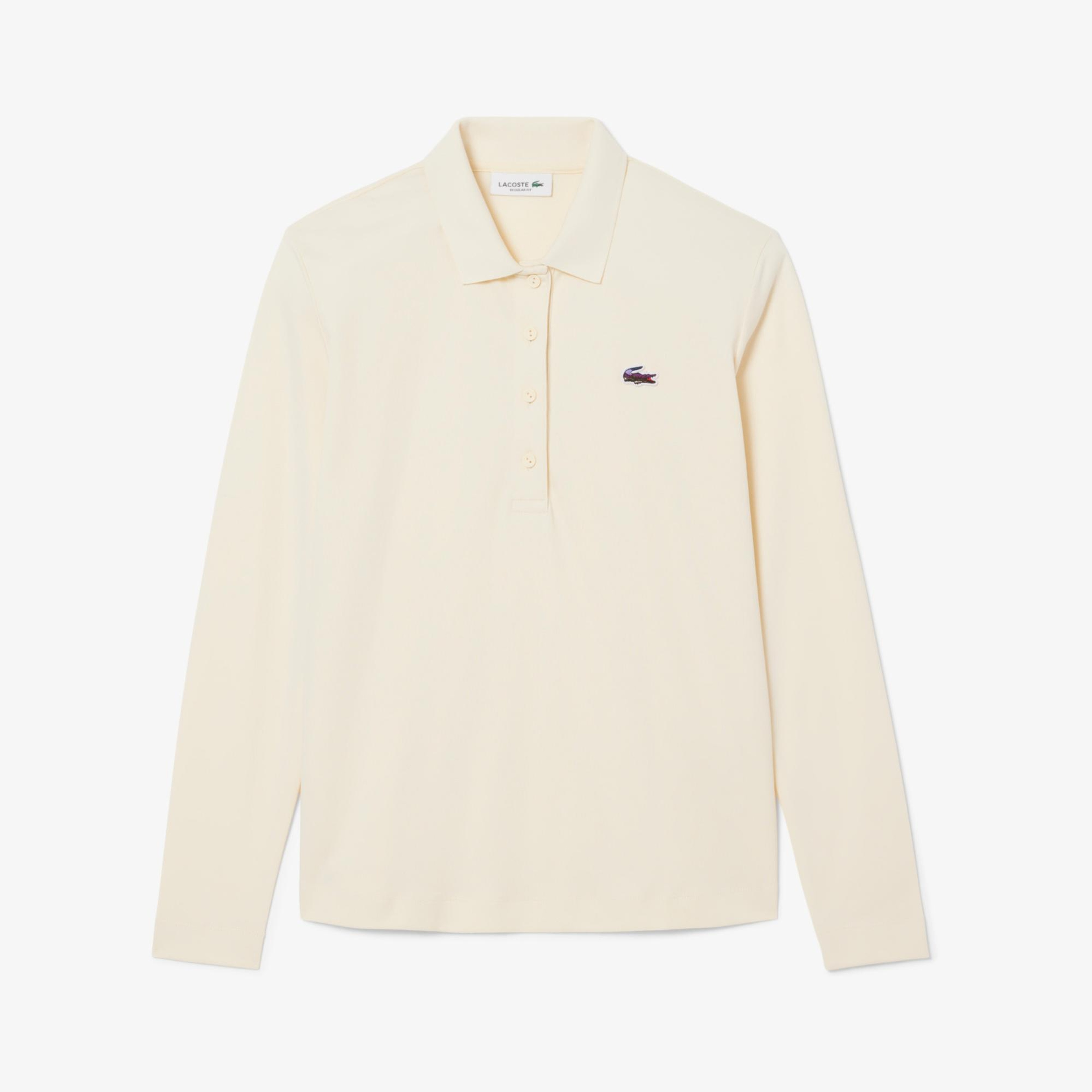 Lacoste Kadın Regular Fit Uzun Kollu Krem Polo