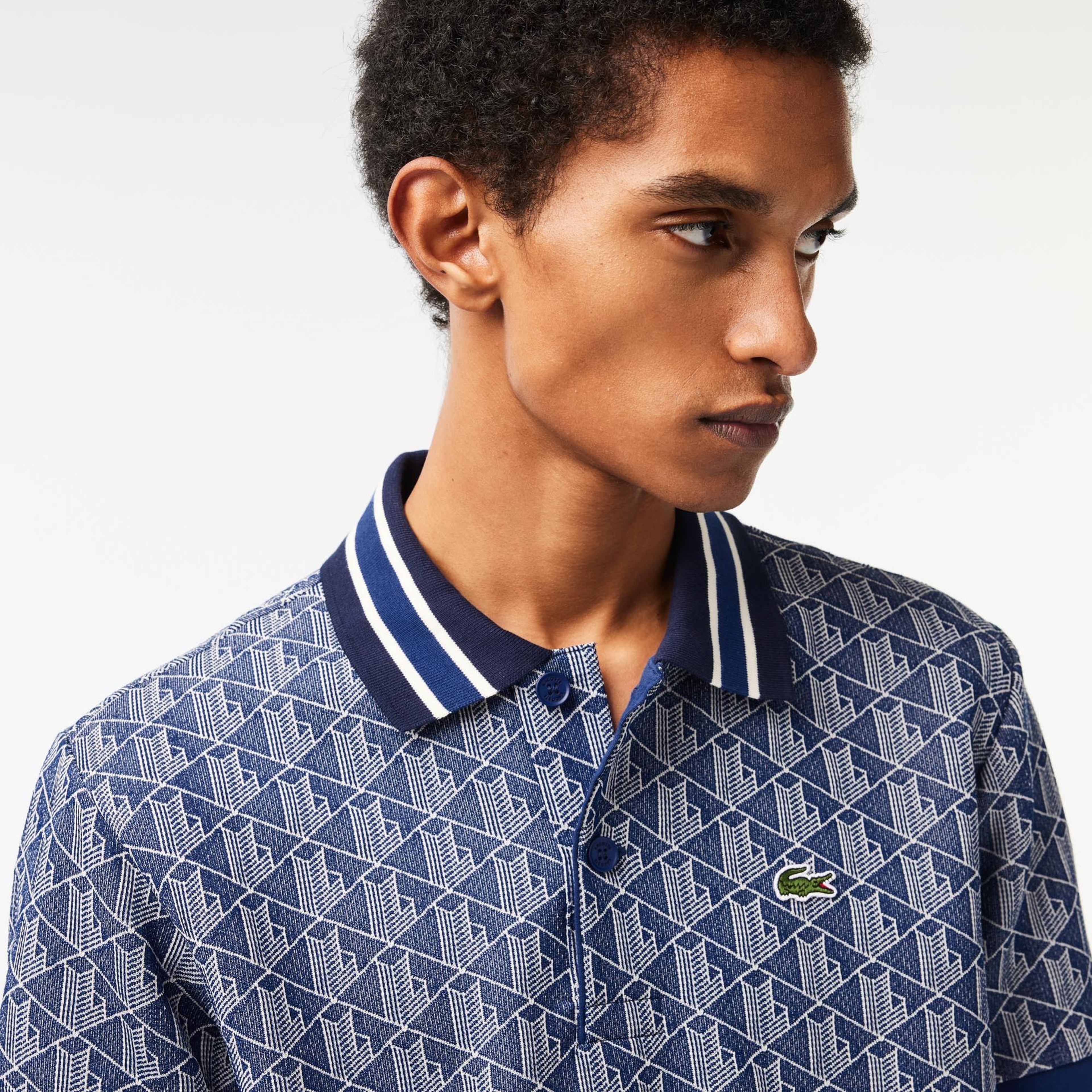 Lacoste Erkek Classic Fit Monogram Lacivert Polo