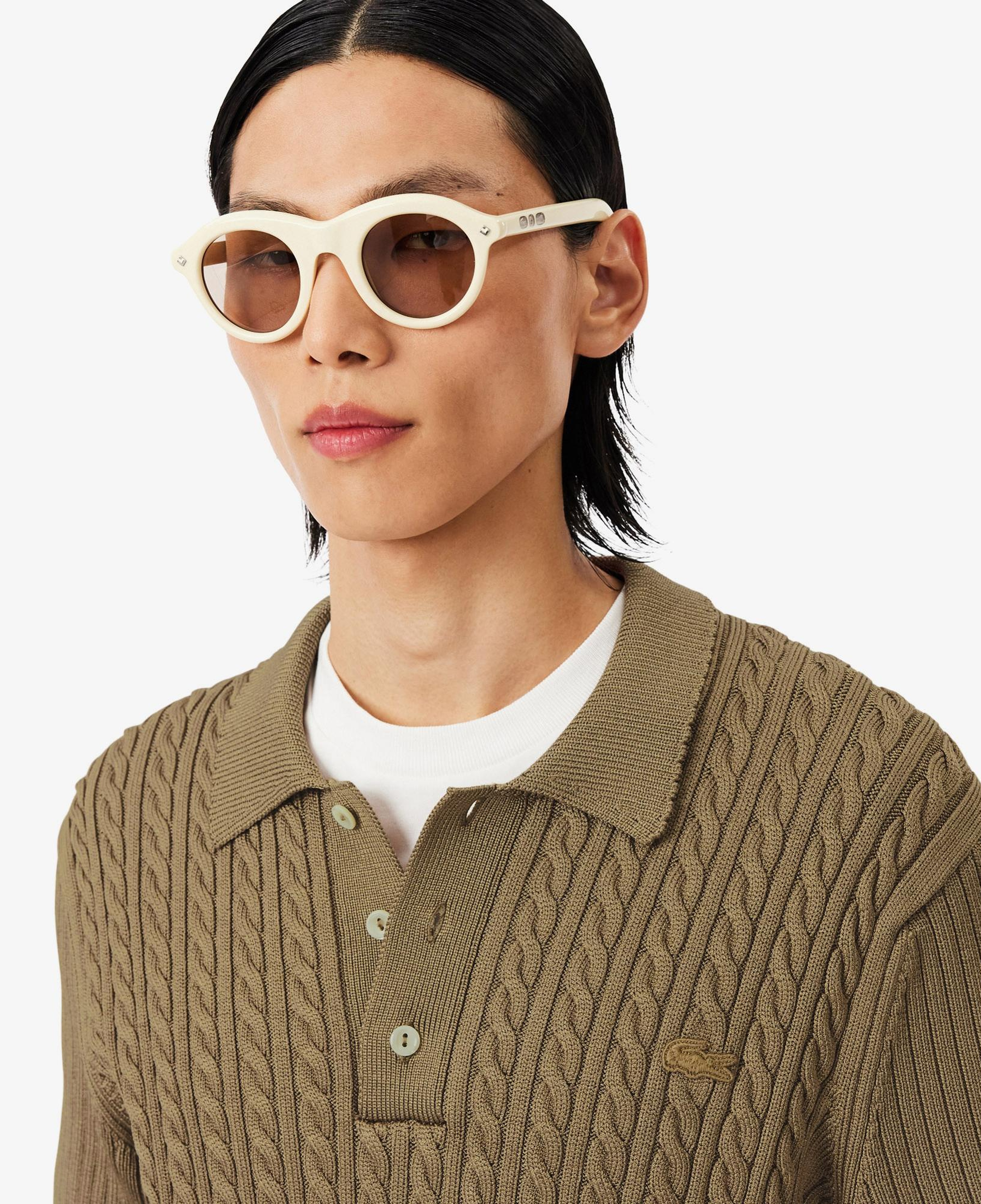 Lacoste Runway Erkek Slim Fit Kısa Kollu Bisiklet Yaka Kahverengi Triko