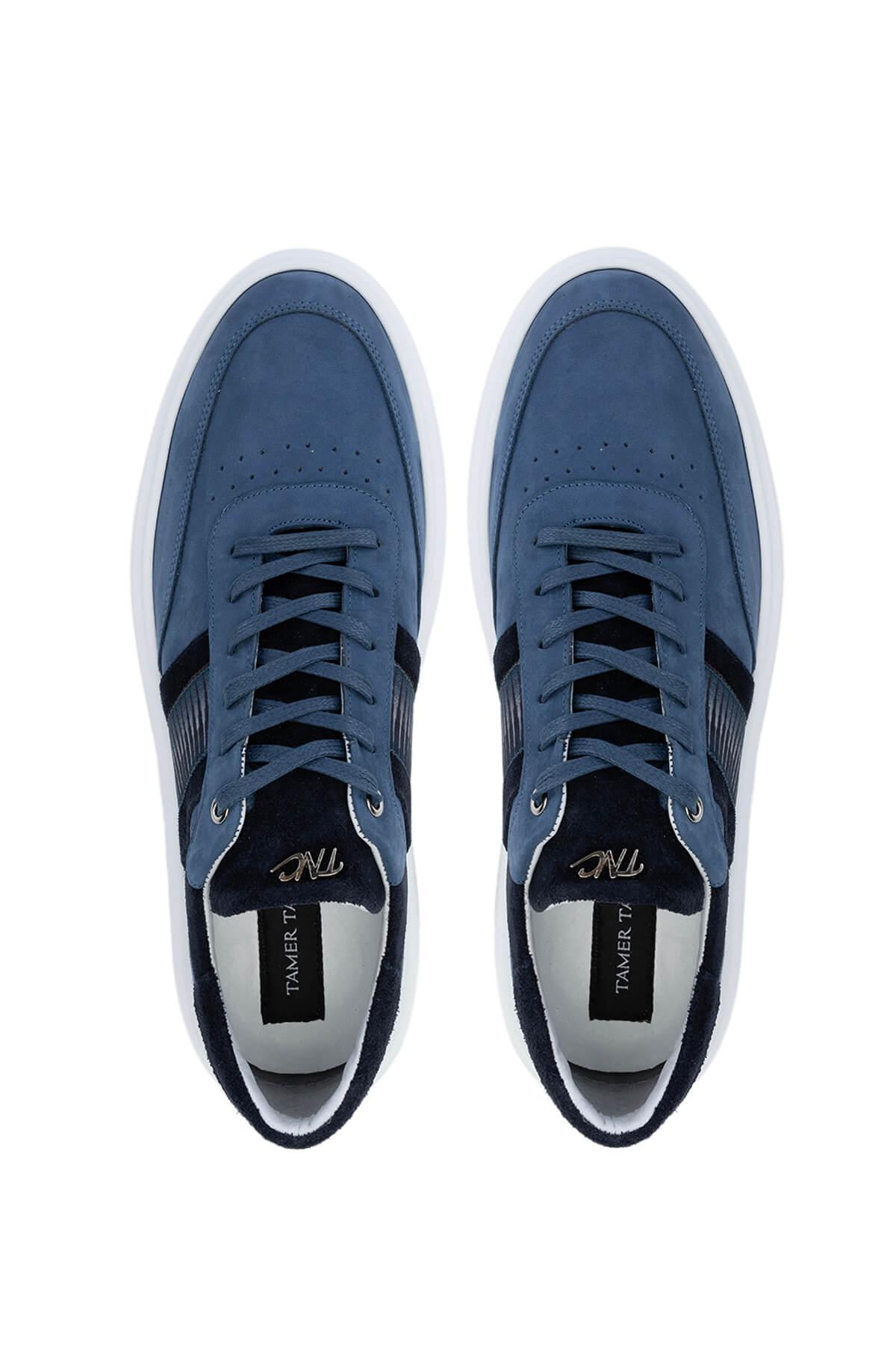 Tamer Tanca Erkek Hakiki Deri Mavi Sneakers & Spor Ayakkabı