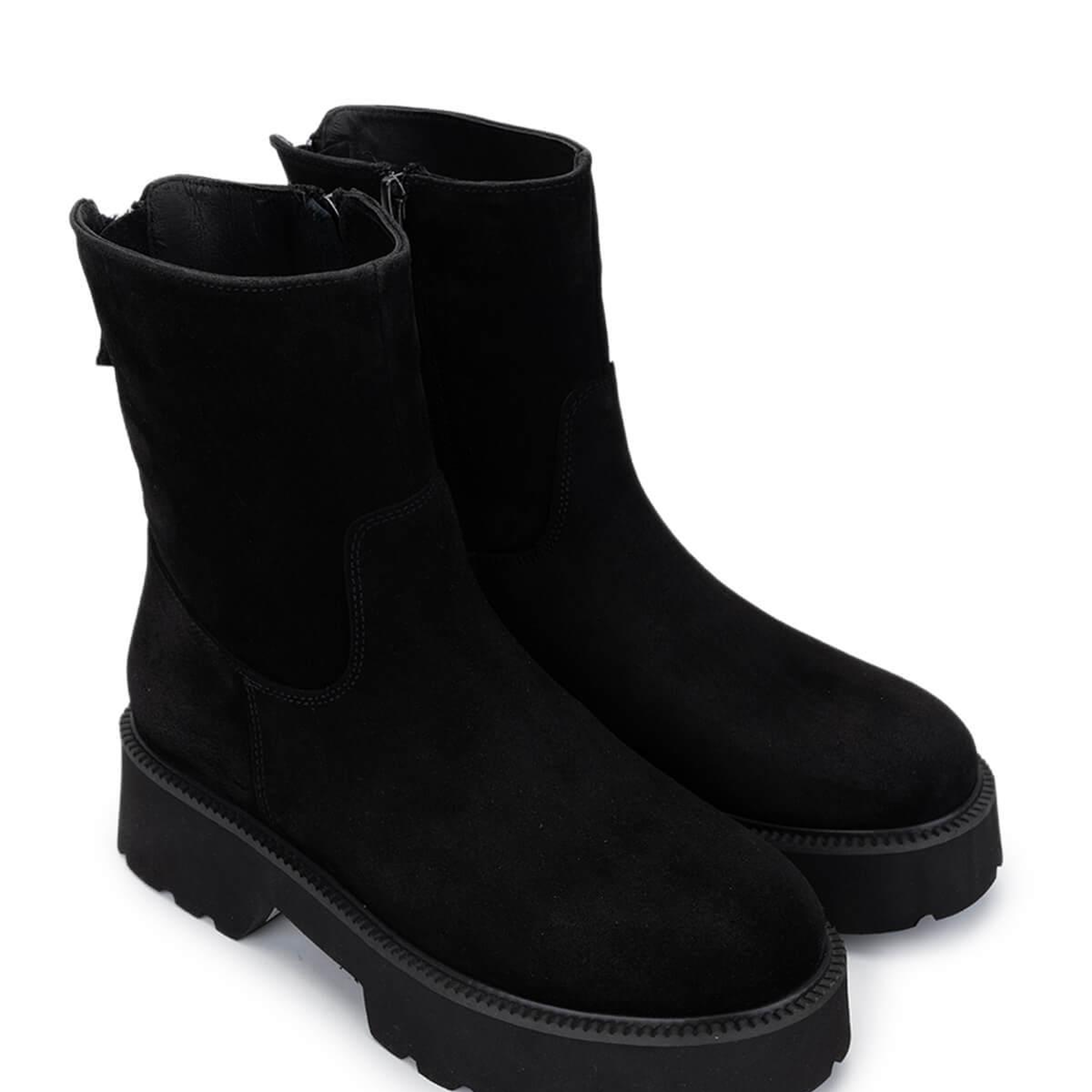 Tamer Tanca Kadın Hakiki Deri Siyah Süet Topuklu Bot