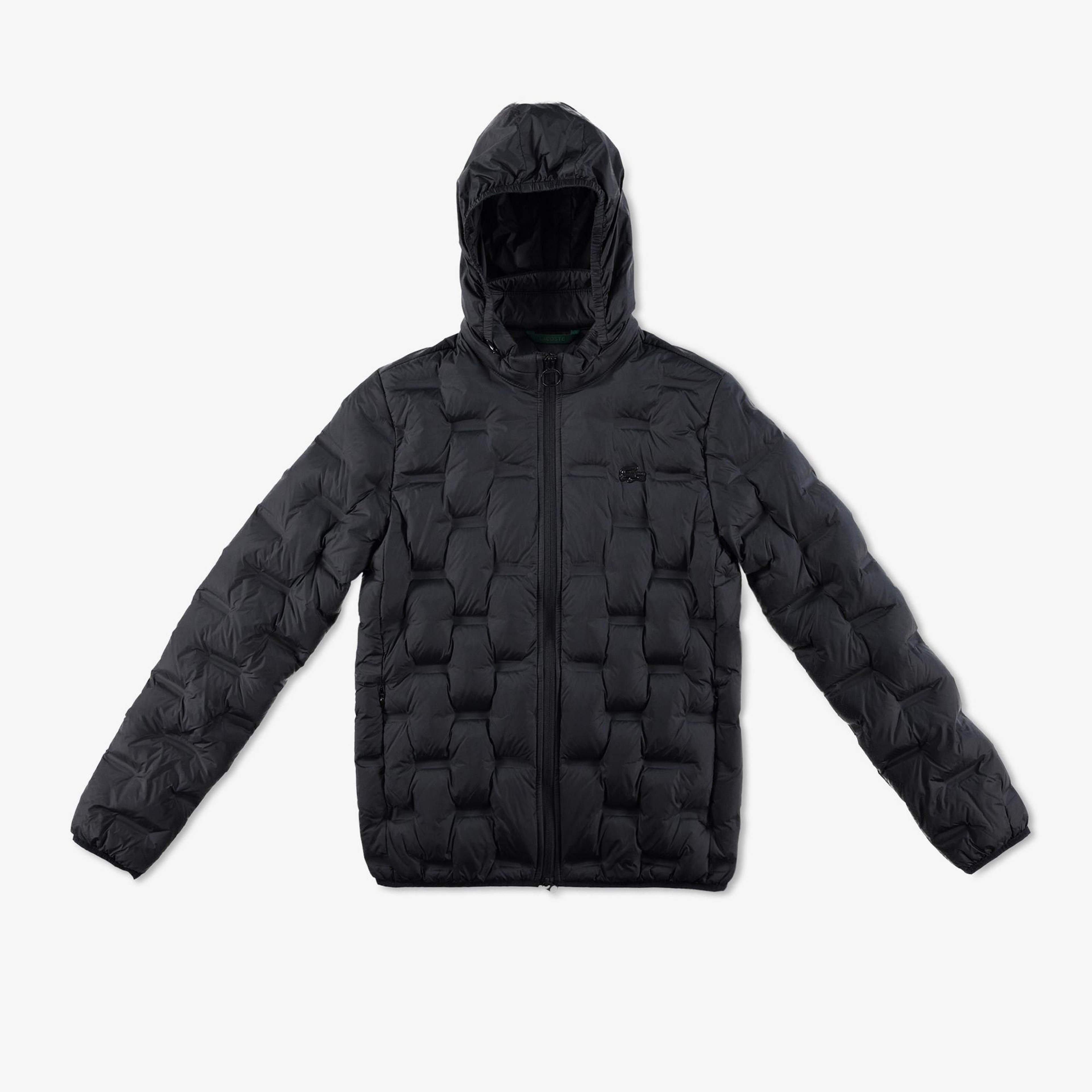 Lacoste Kadın Regular Fit Kapüşonlu Kapitone Siyah Mont