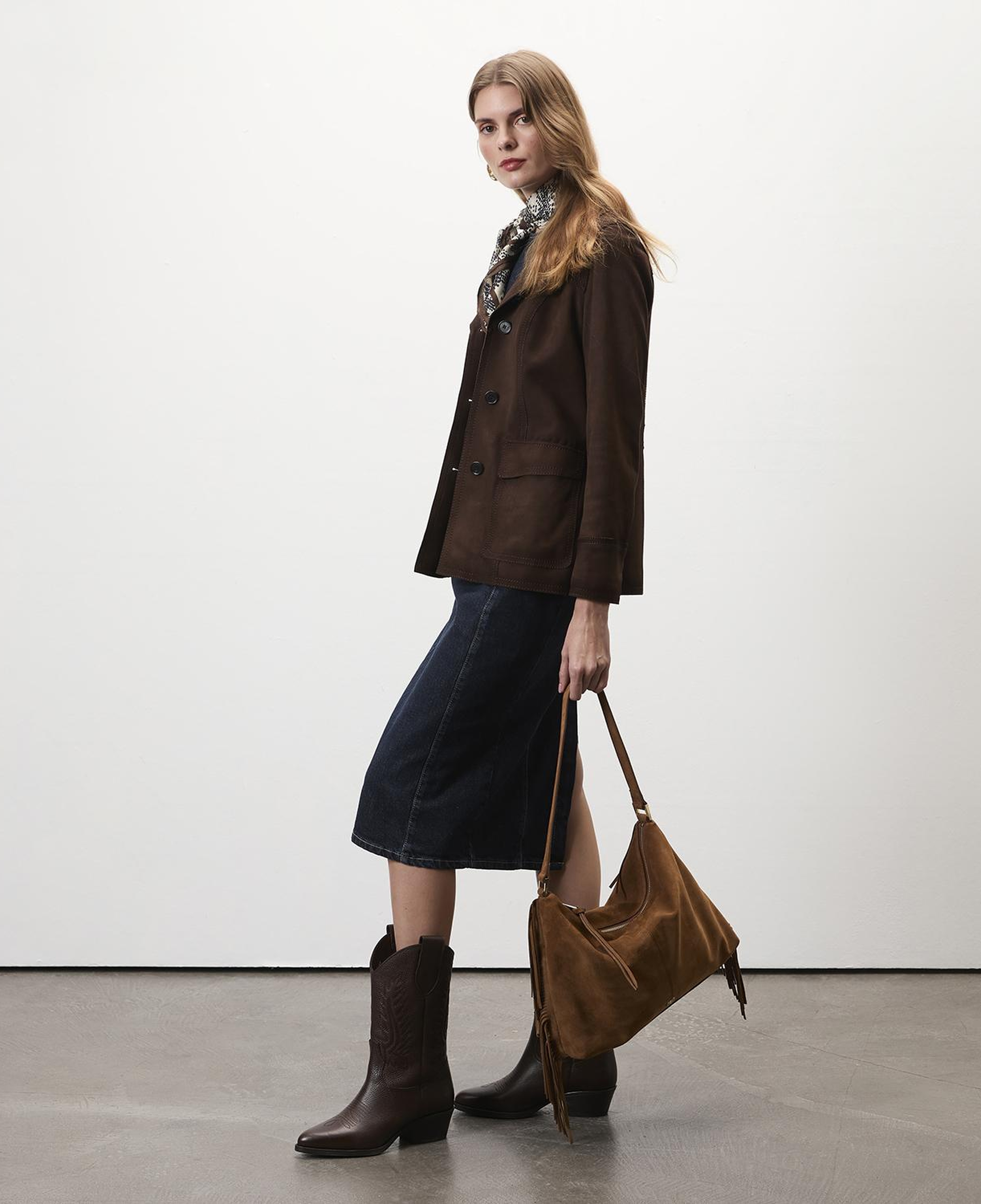 Evangel Kahve Kadın Süet Blazer Ceket