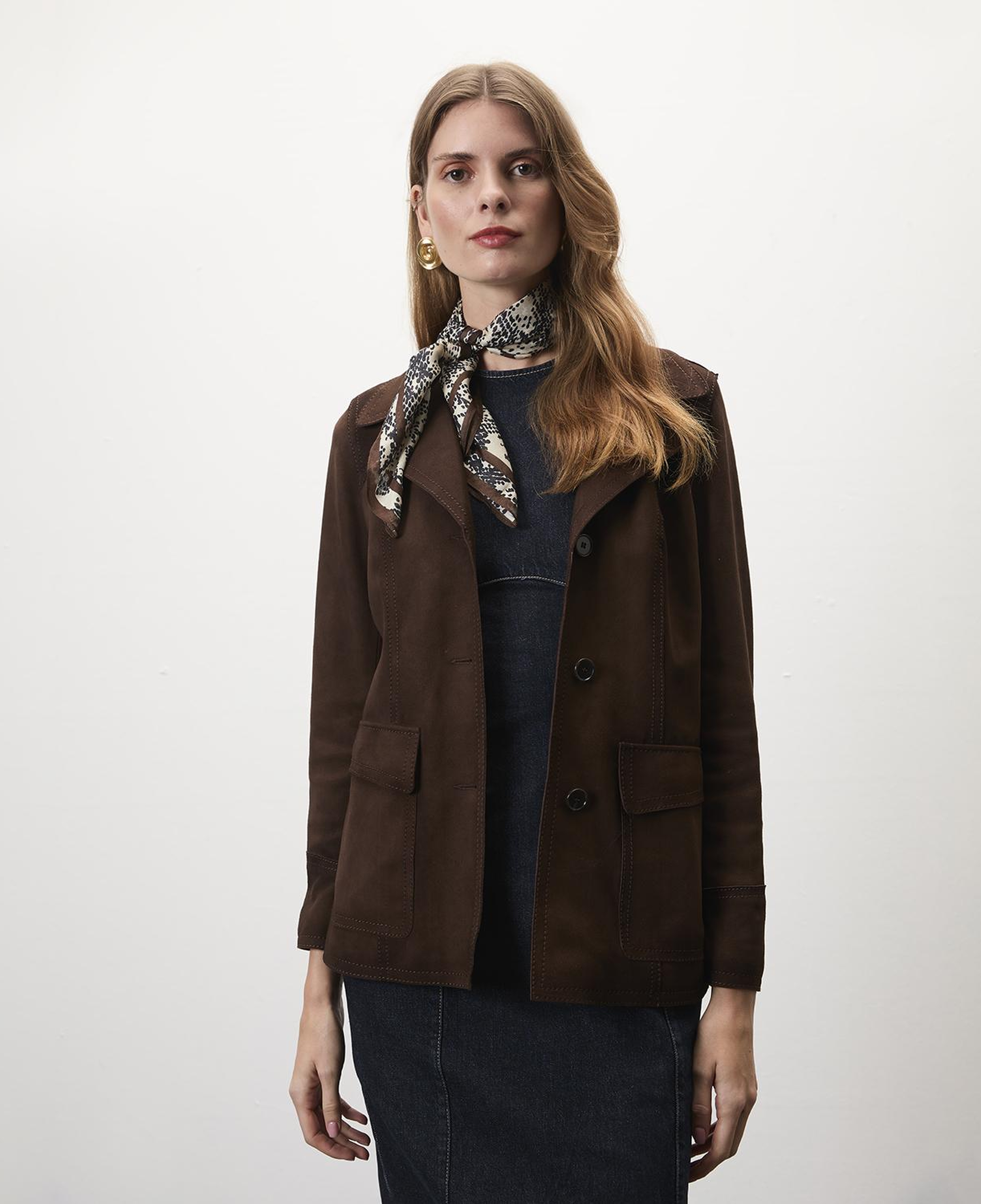 Evangel Kahve Kadın Süet Blazer Ceket