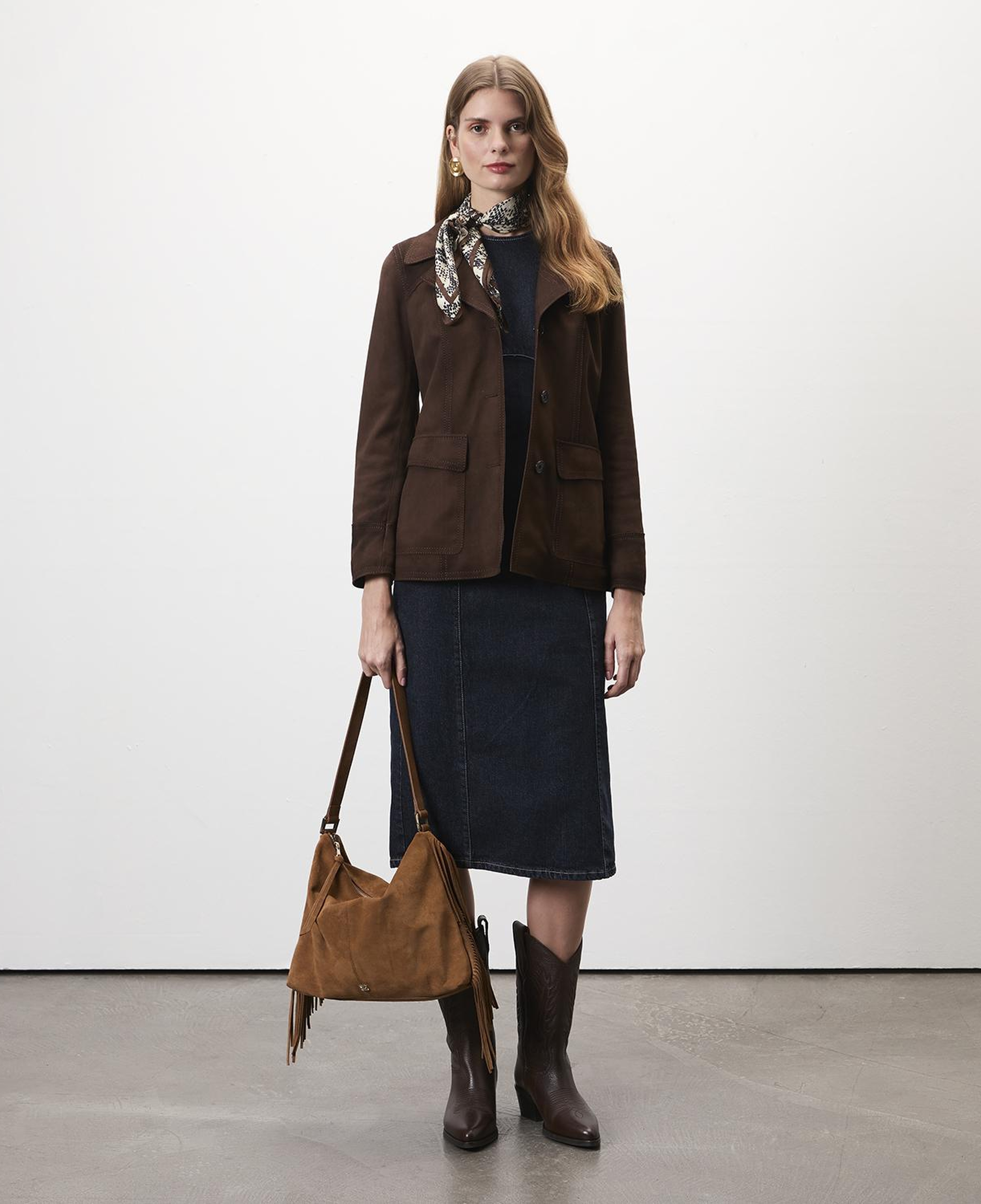 Evangel Kahve Kadın Süet Blazer Ceket