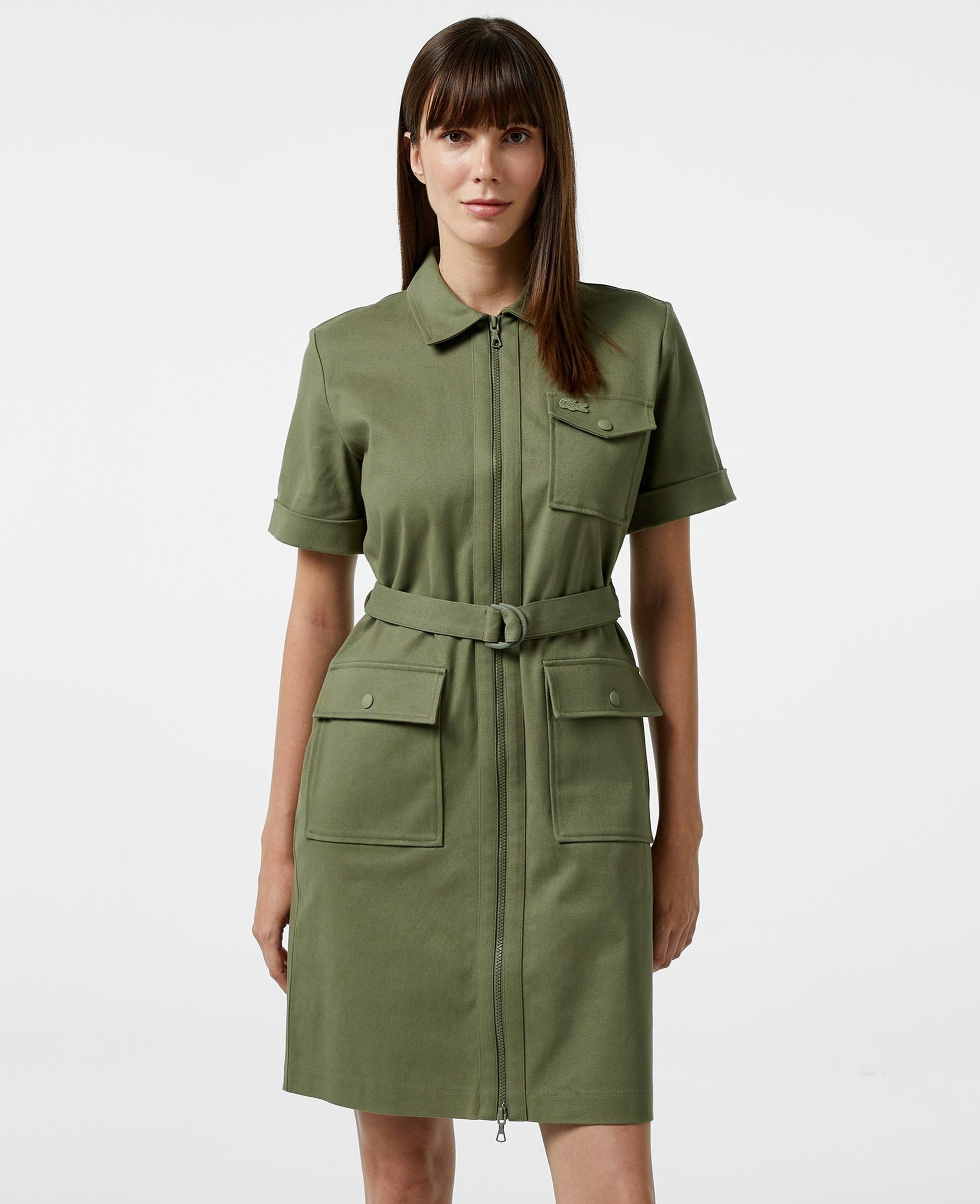 Lacoste Kadın Regular Fit Polo Yaka Haki Elbise