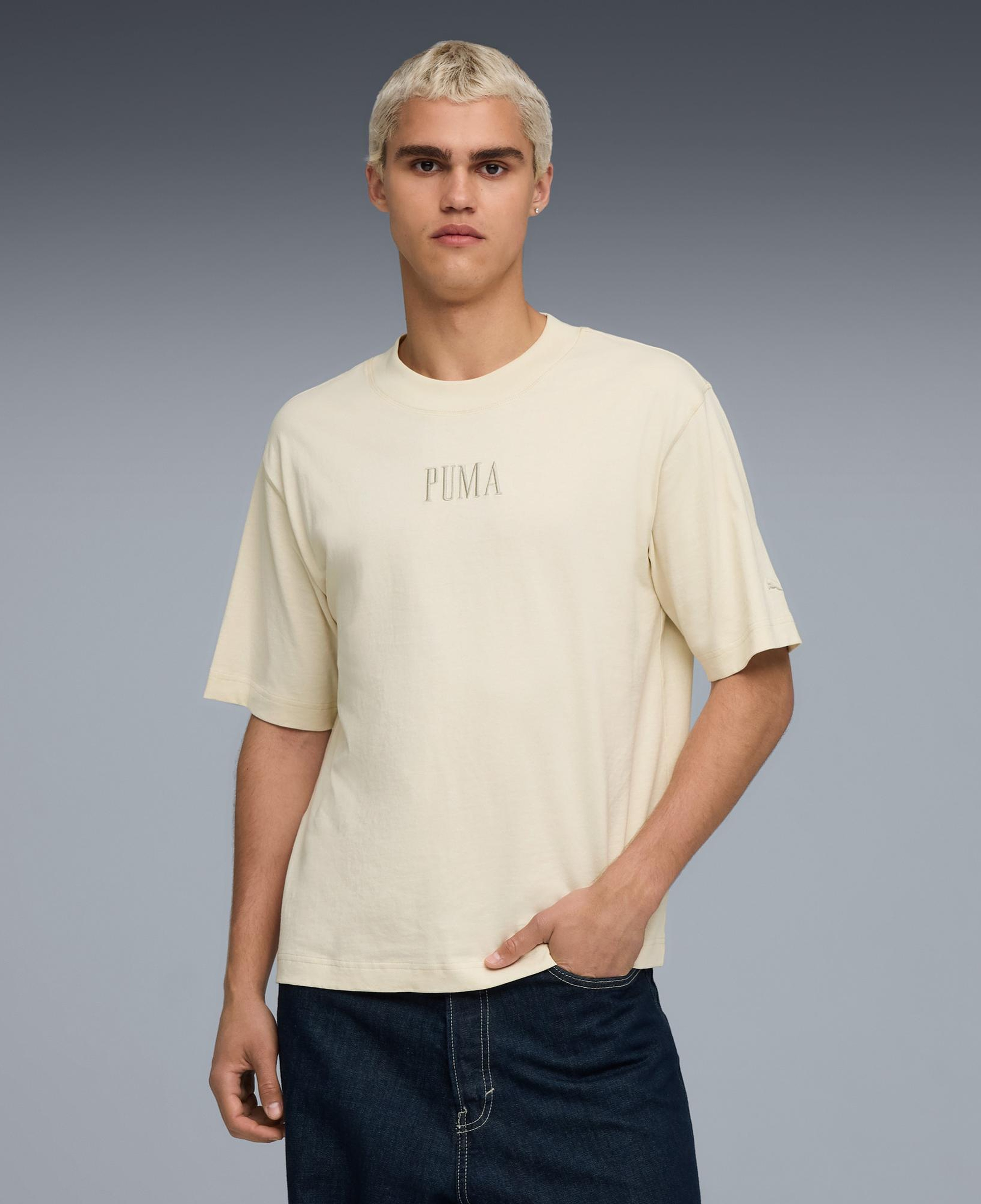 Puma Essentials Graphic Boxy Unisex Krem T-Shirt