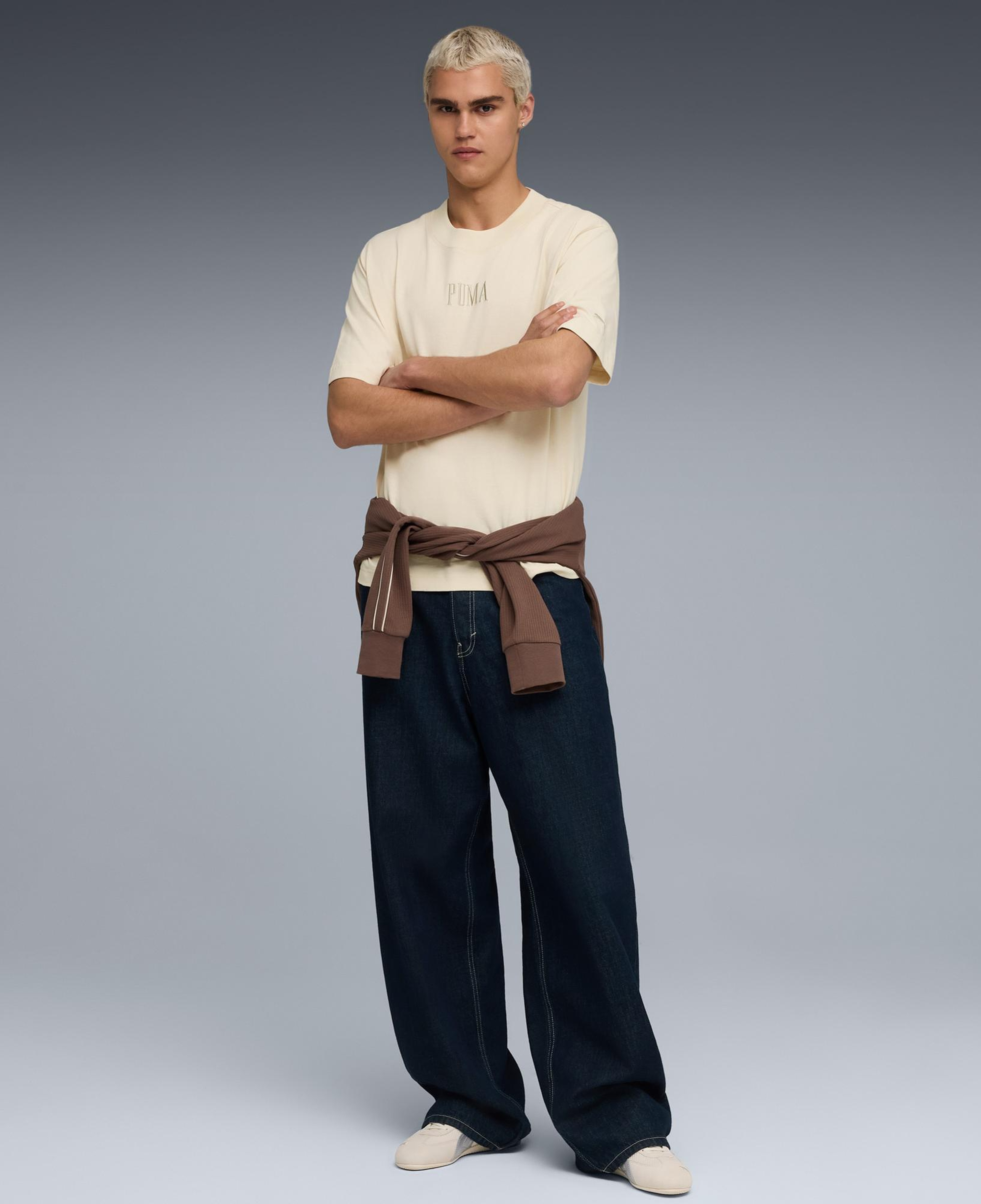 Puma Essentials Graphic Boxy Unisex Krem T-Shirt