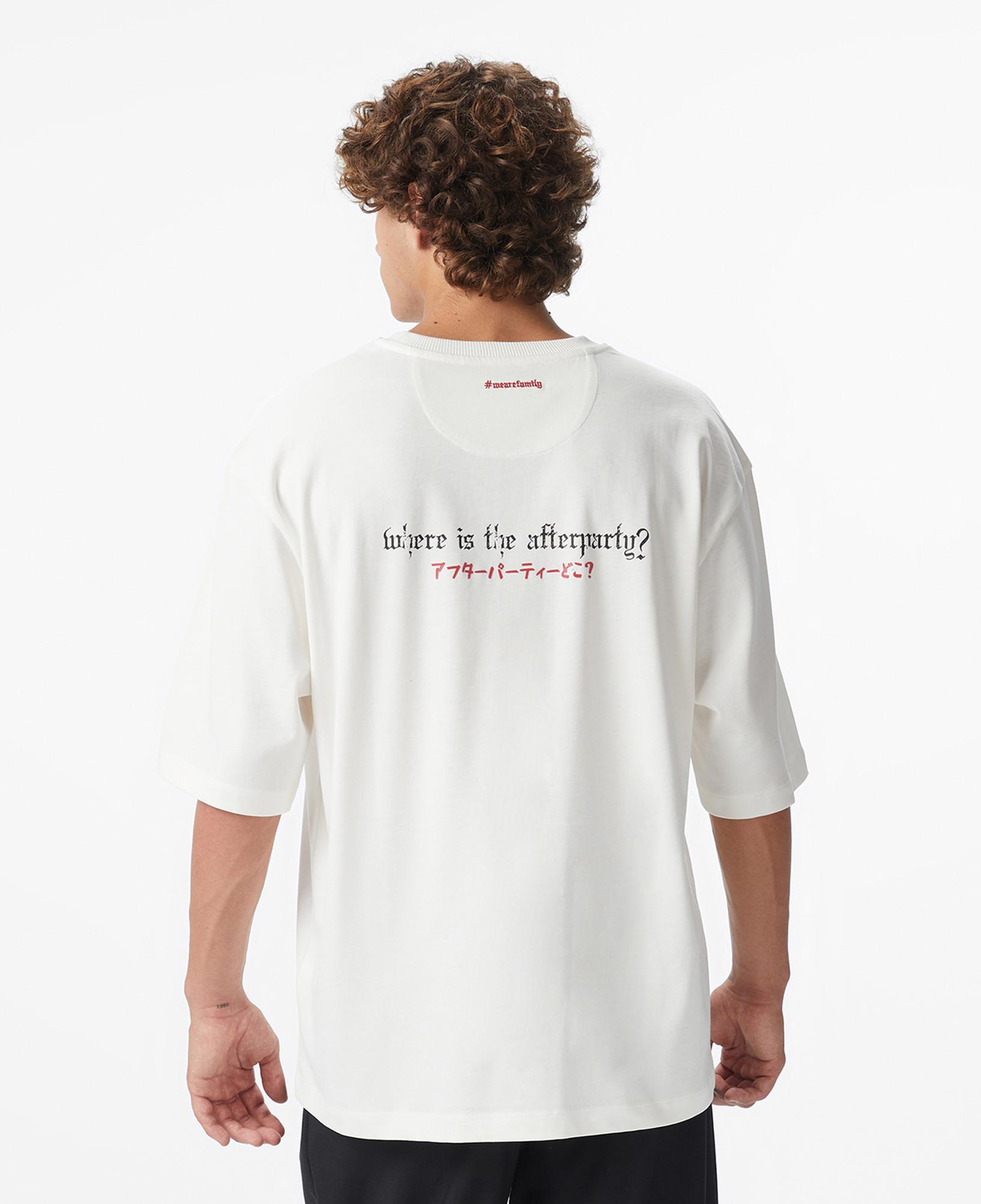 UNITED4 x Monkey Project Where Is The After Party Unisex Beyaz T-Shirt