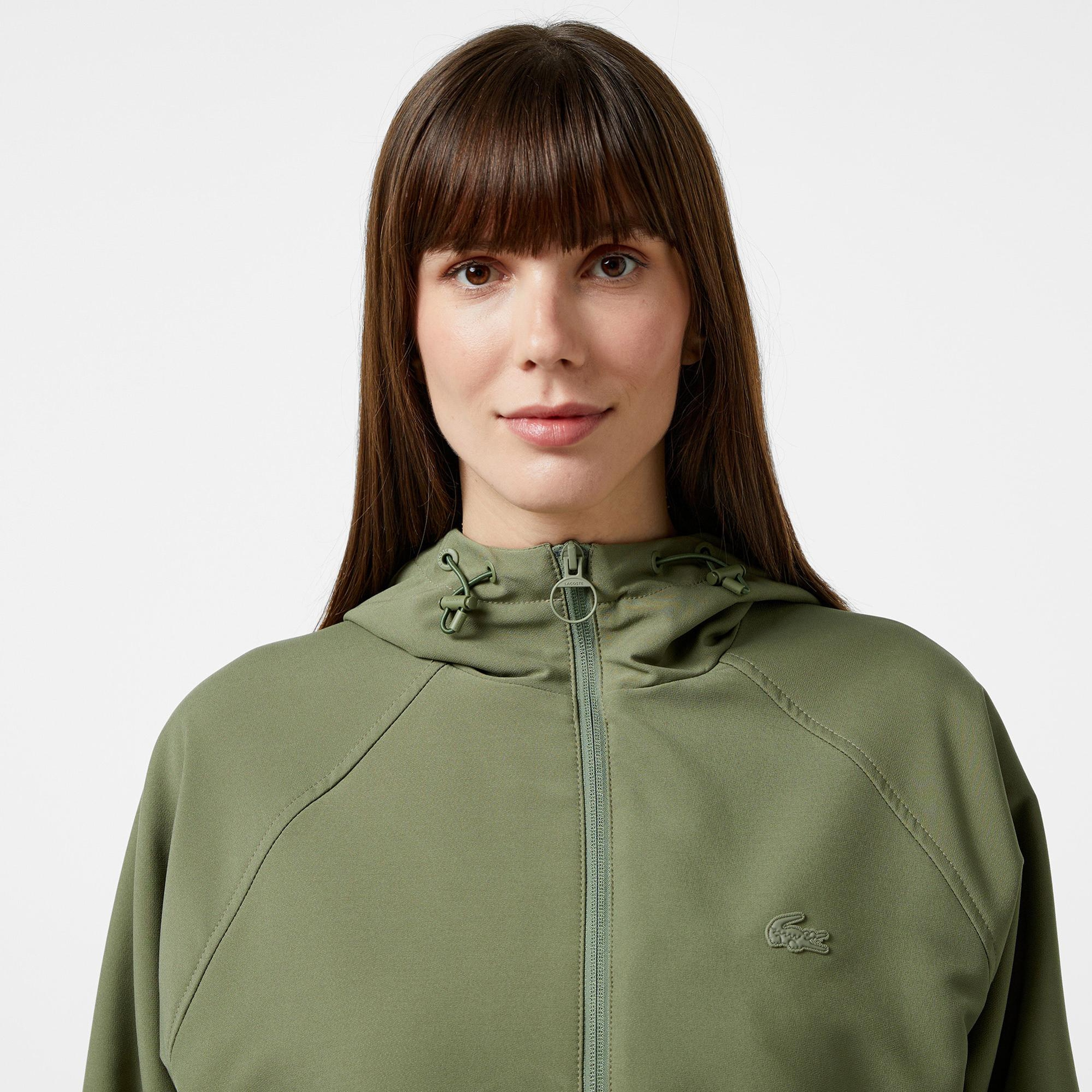 Lacoste Kadın Relaxed Fit Kapüşonlu Haki Yağmurluk