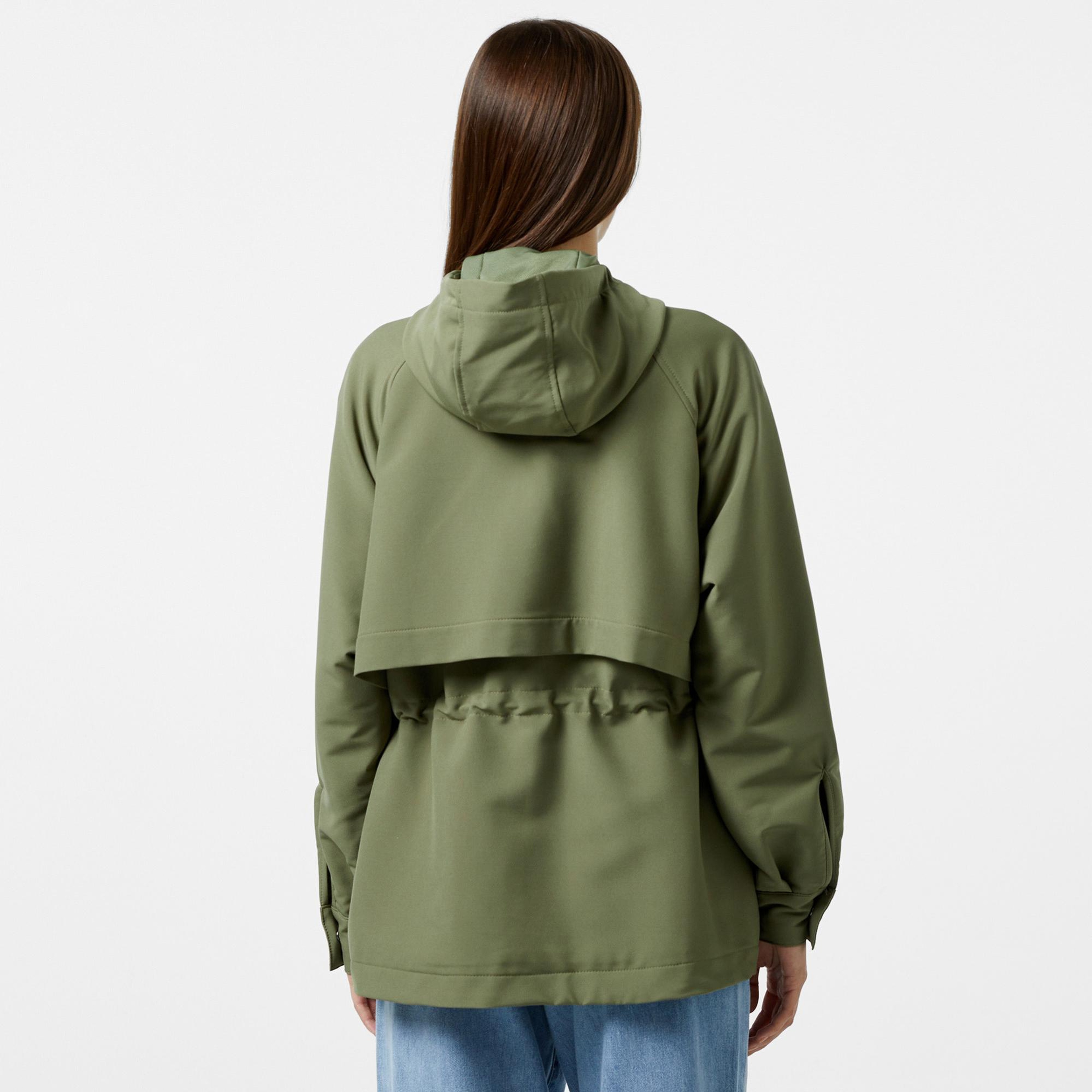 Lacoste Kadın Relaxed Fit Kapüşonlu Haki Yağmurluk