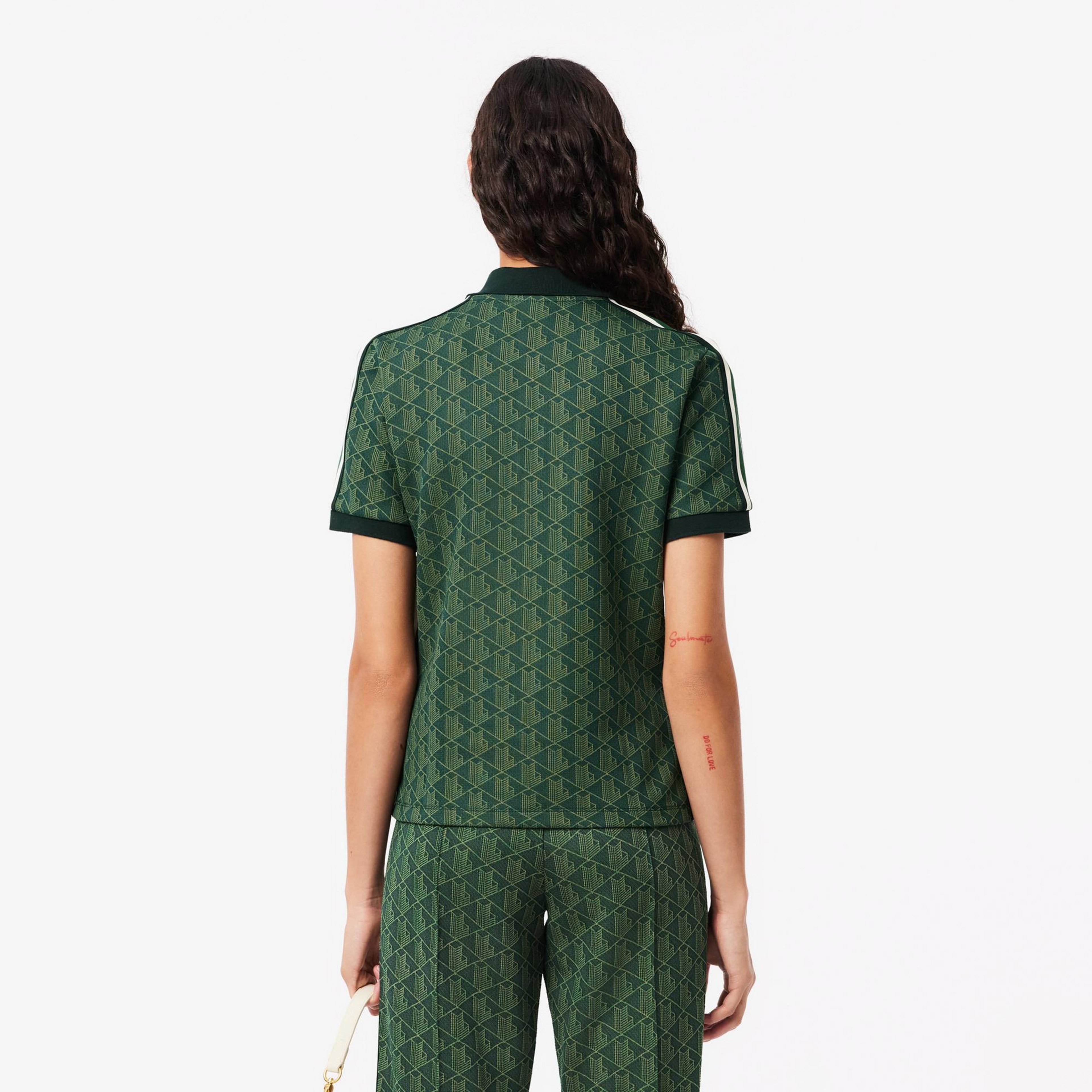 Lacoste Kadın Slim Fit Monogram Koyu Yeşil Polo