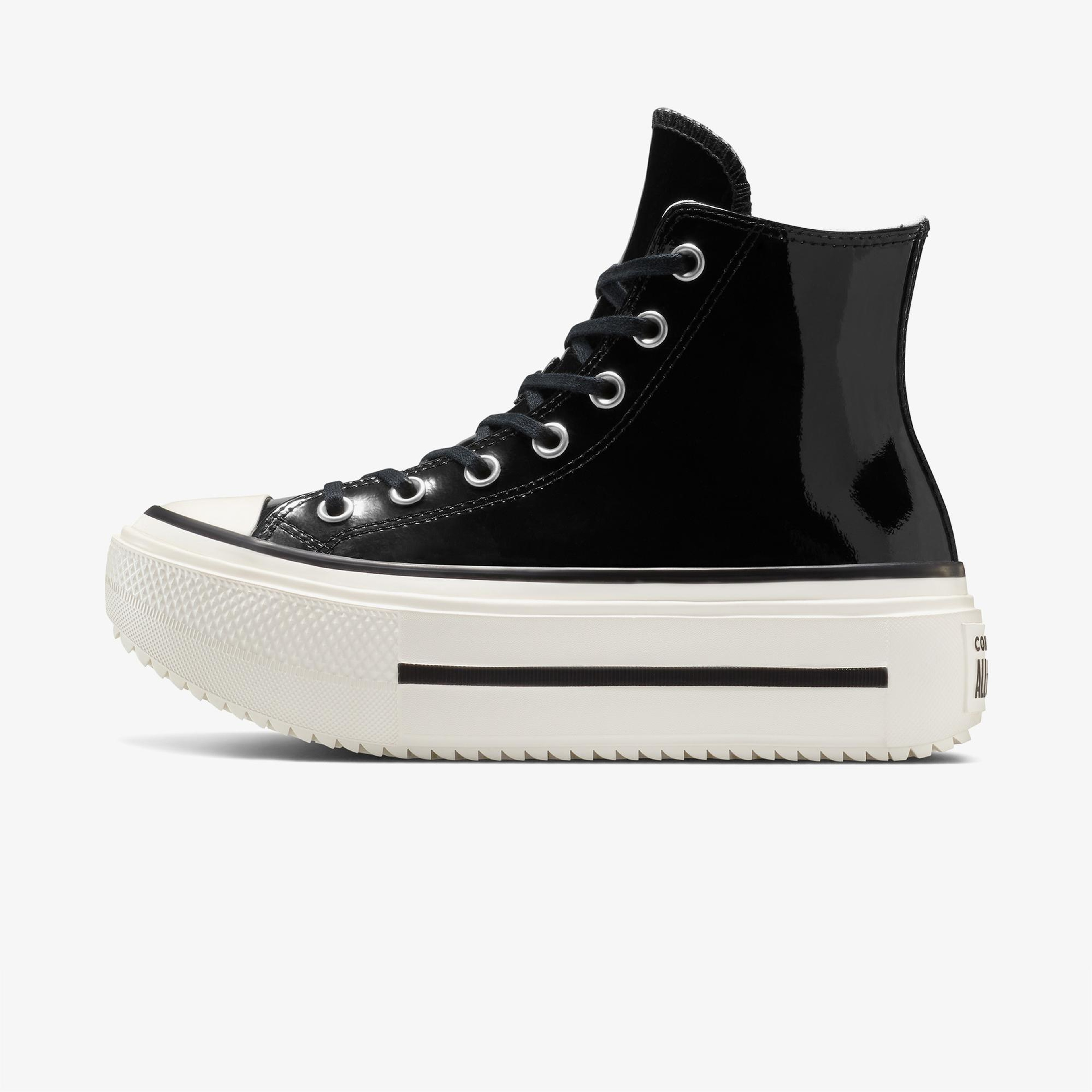 Converse Chuck Taylor All Star Lift Double Stack Platform Deri Unisex Siyah Sneaker