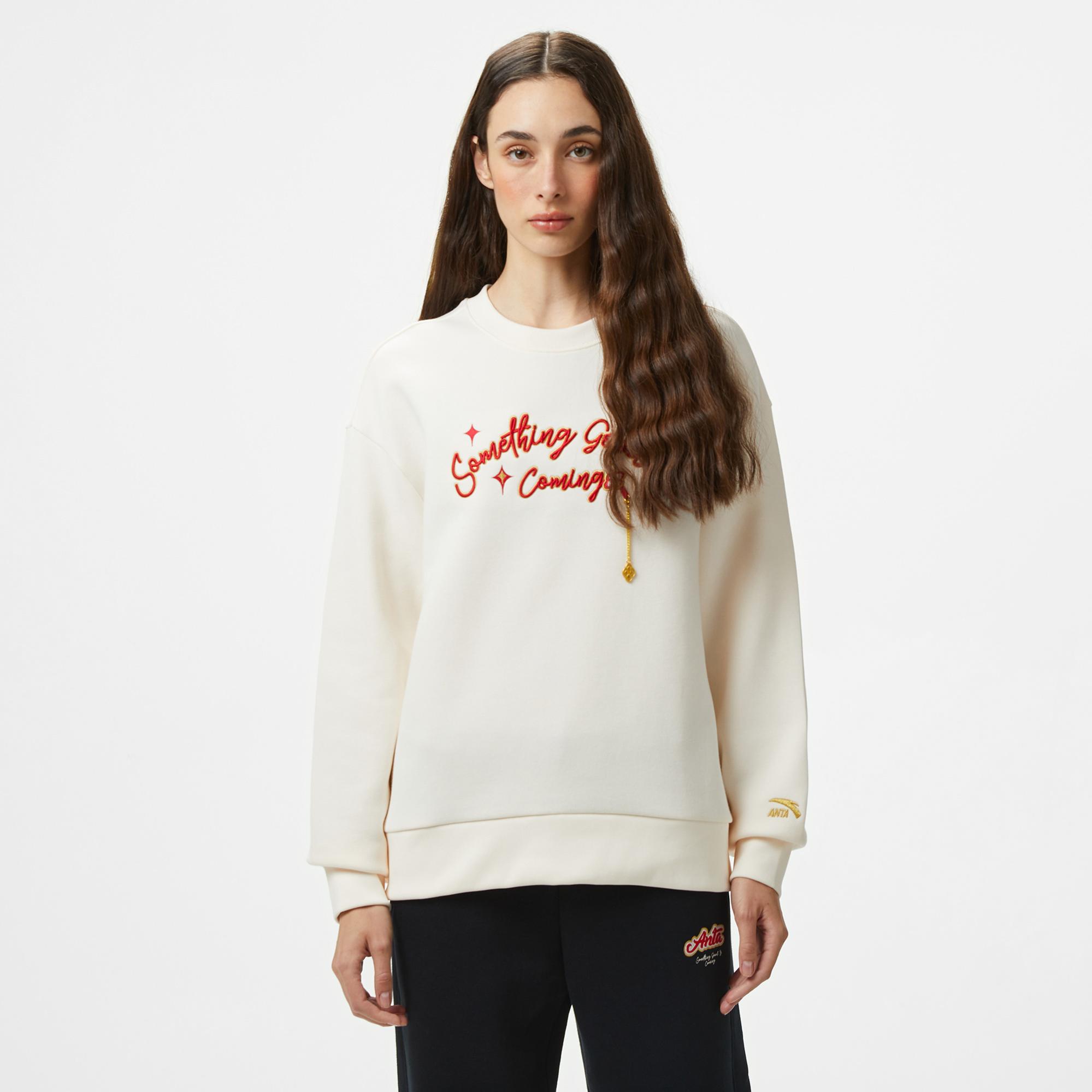 Anta CNY Good Luck Kadın Beyaz Sweatshirt