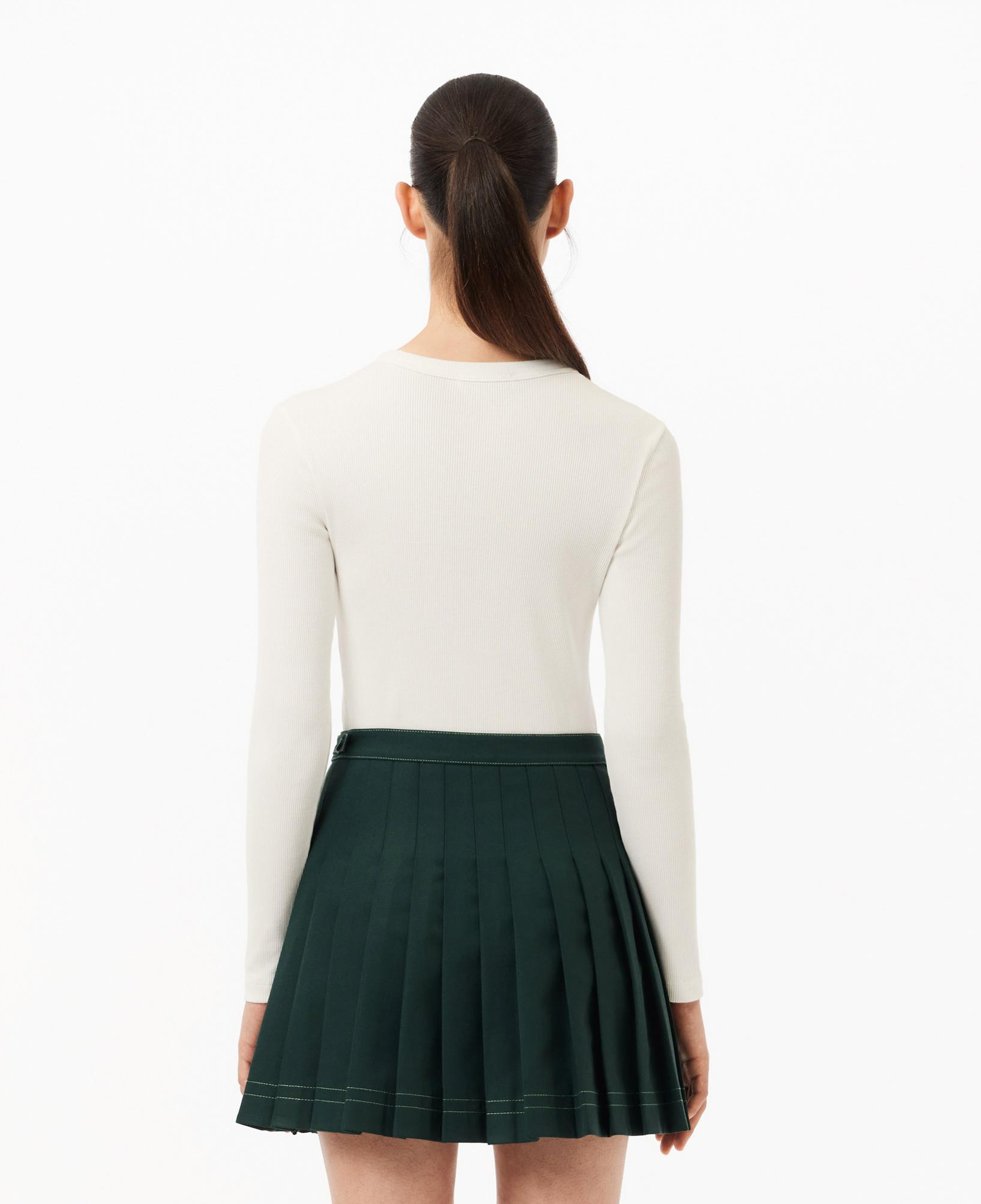 Lacoste Kadın Slim Fit Uzun Kollu Bisiklet Yaka Beyaz T-Shirt