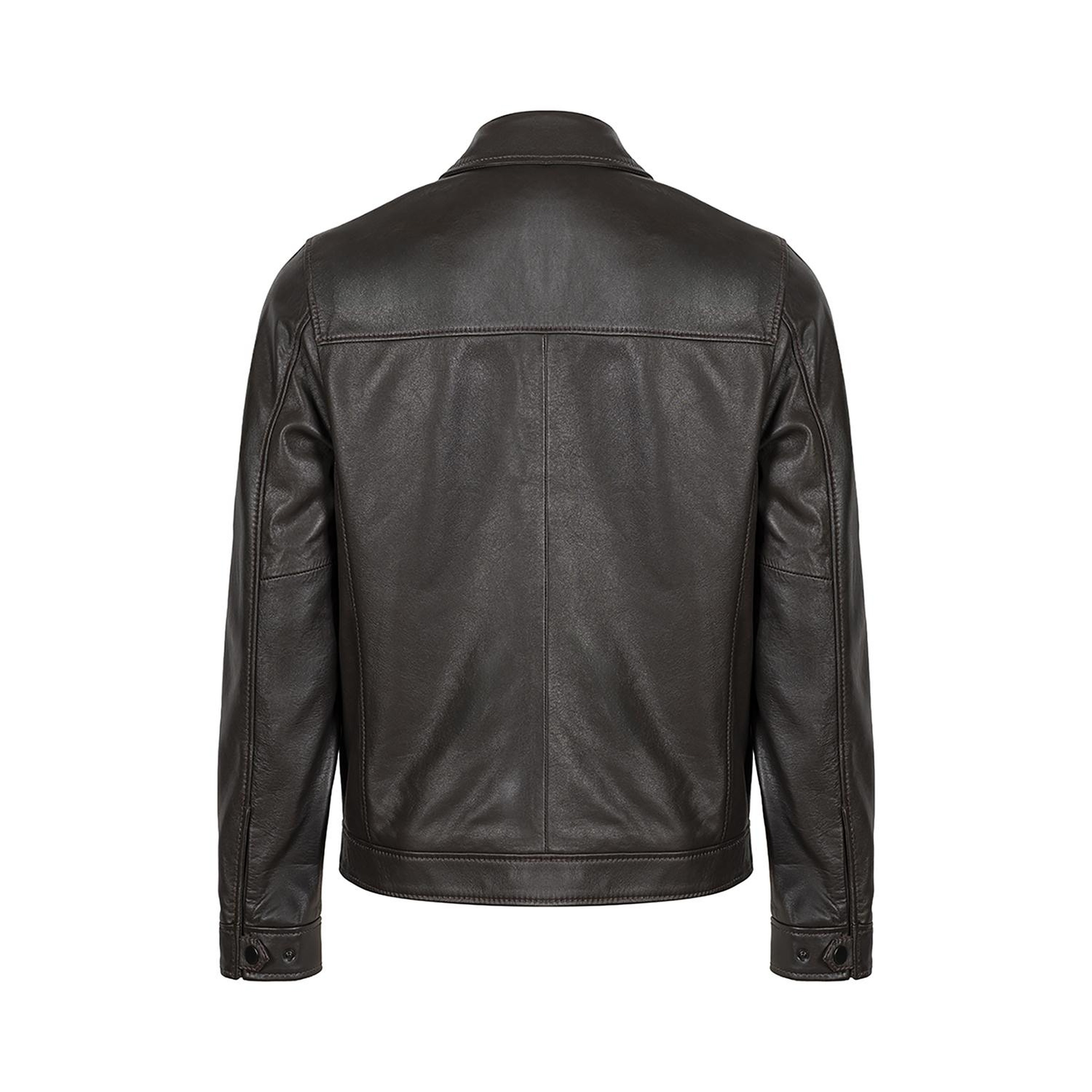 Erkek Kahve Gömlek Yakalı Deri Ceket