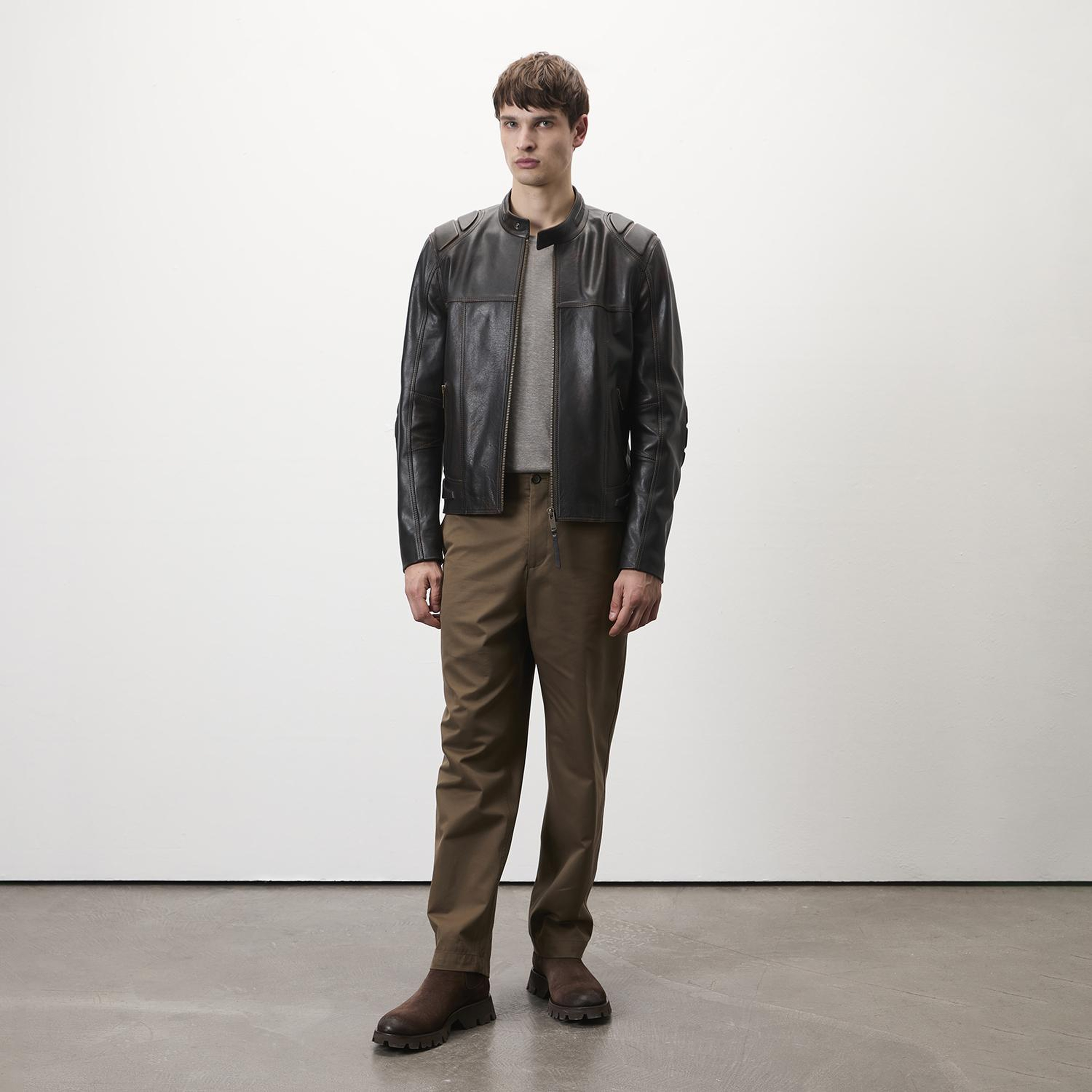 Edessa Gri Erkek Deri Mont