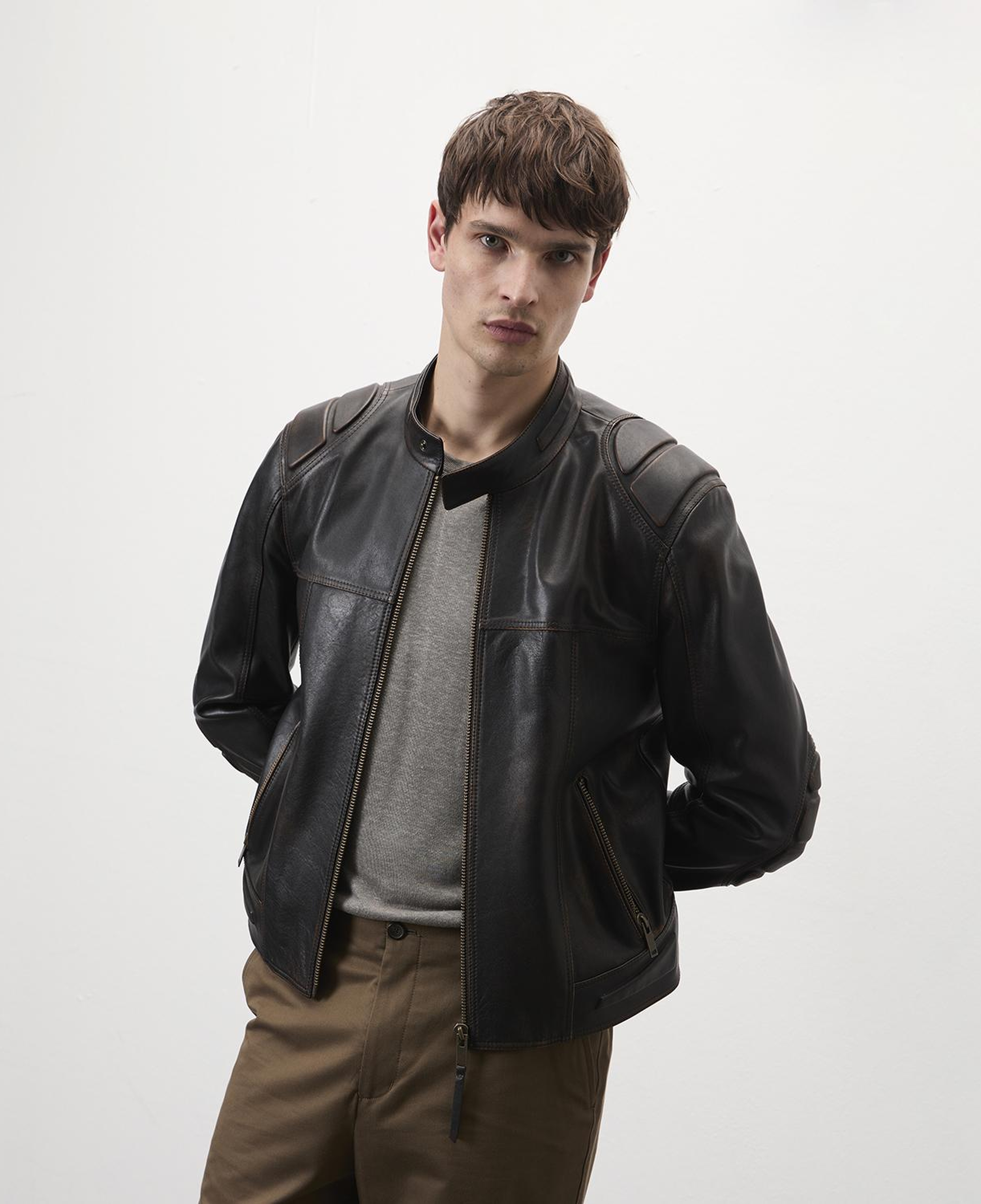 Edessa Gri Erkek Deri Mont