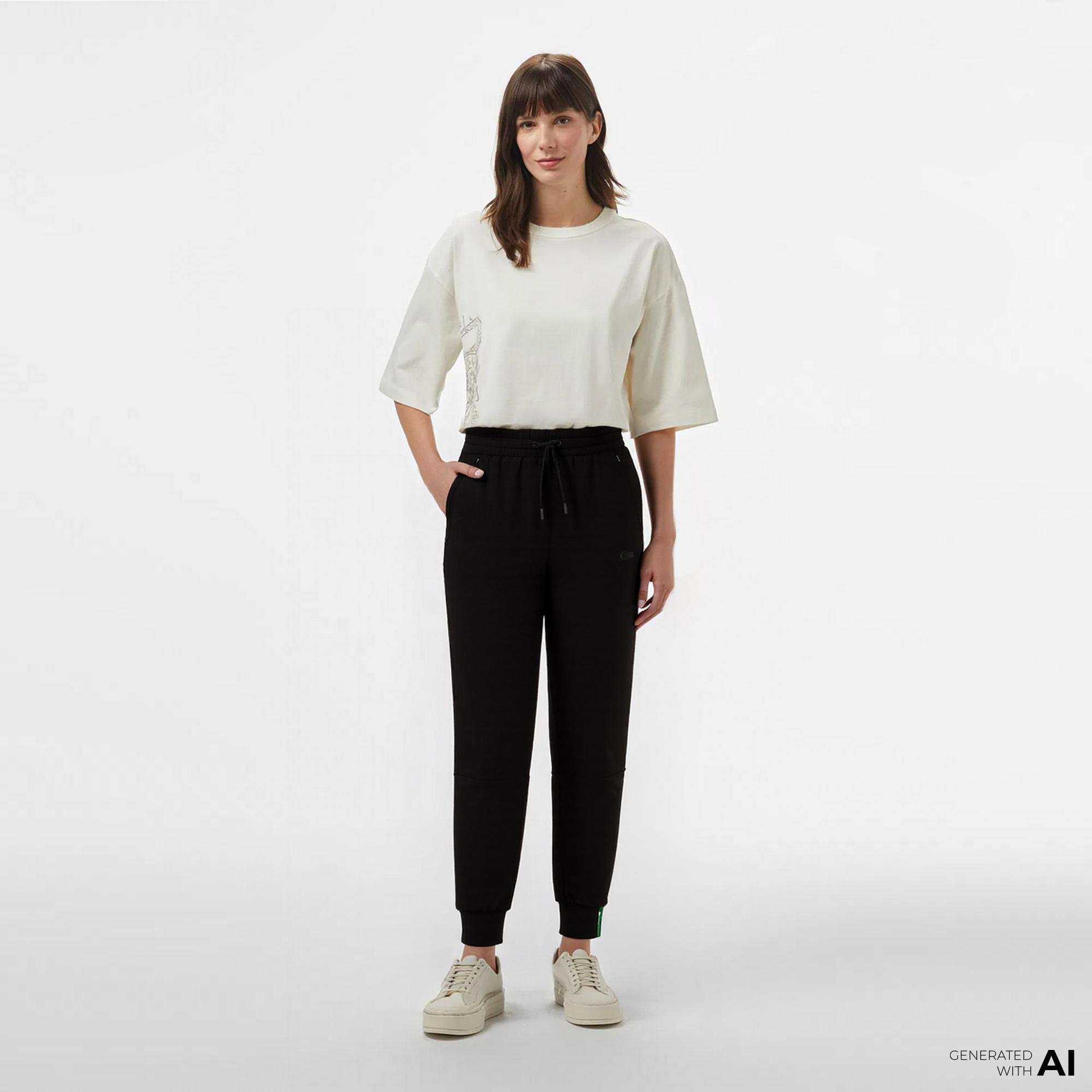 Lacoste Kadın Tapered Fit Siyah Eşofman Altı