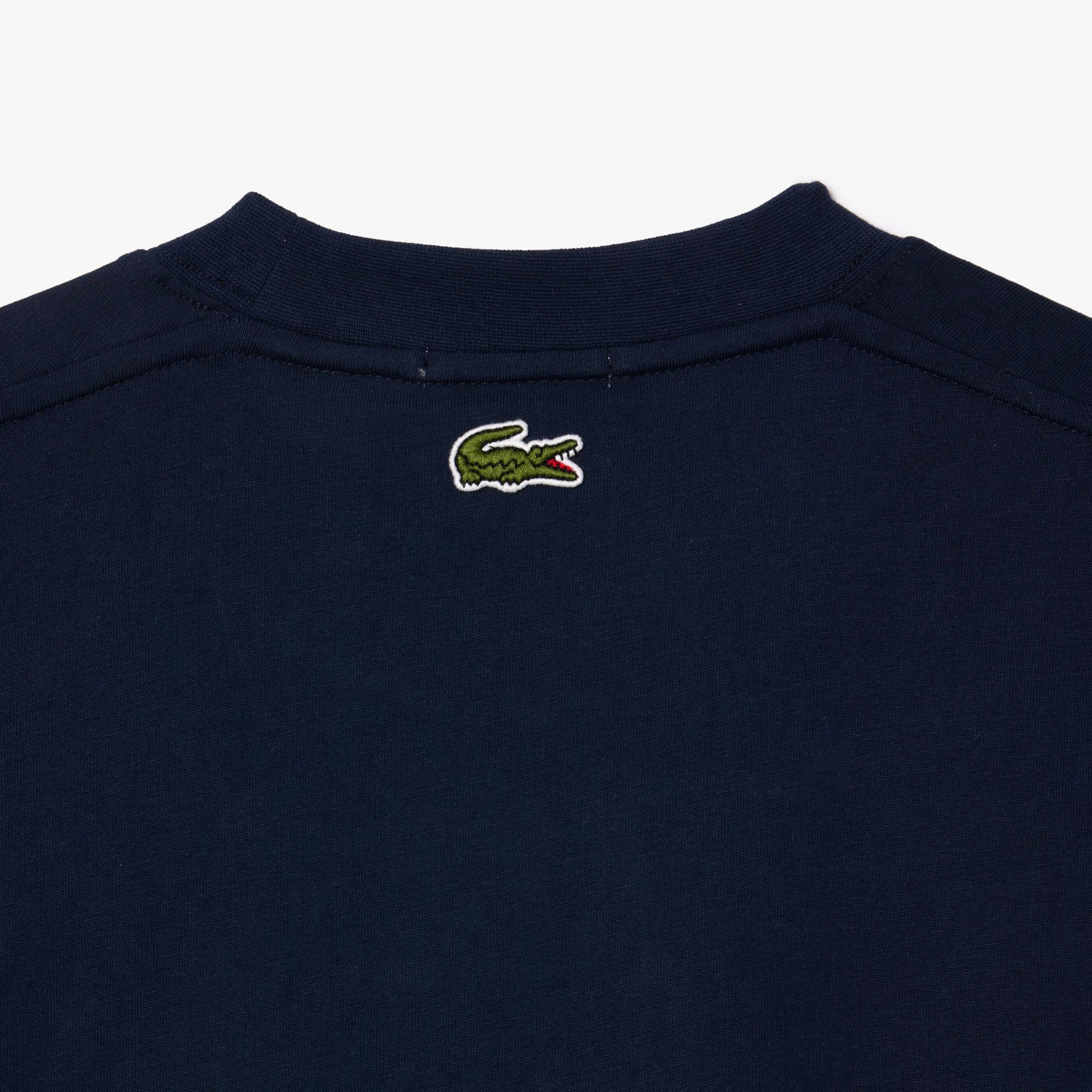 Lacoste Unisex Bisiklet Yaka Baskılı Lacivert T-Shirt