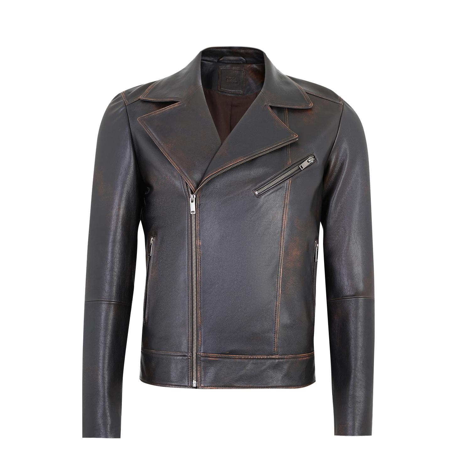 Santo Siyah Erkek Vintage Deri Ceket