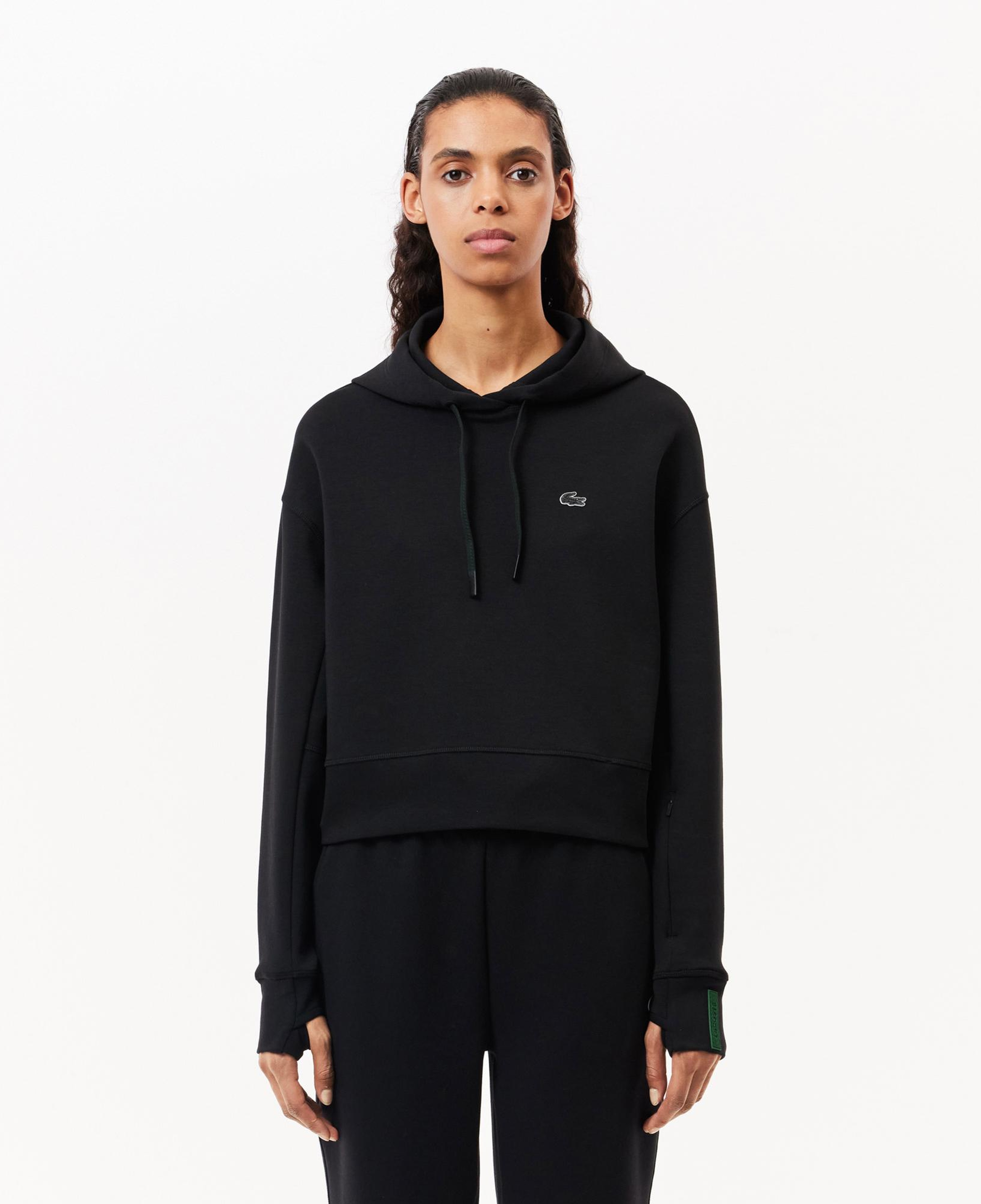 Lacoste Kadın Relaxed Fit Kapüşonlu Siyah Sweatshirt