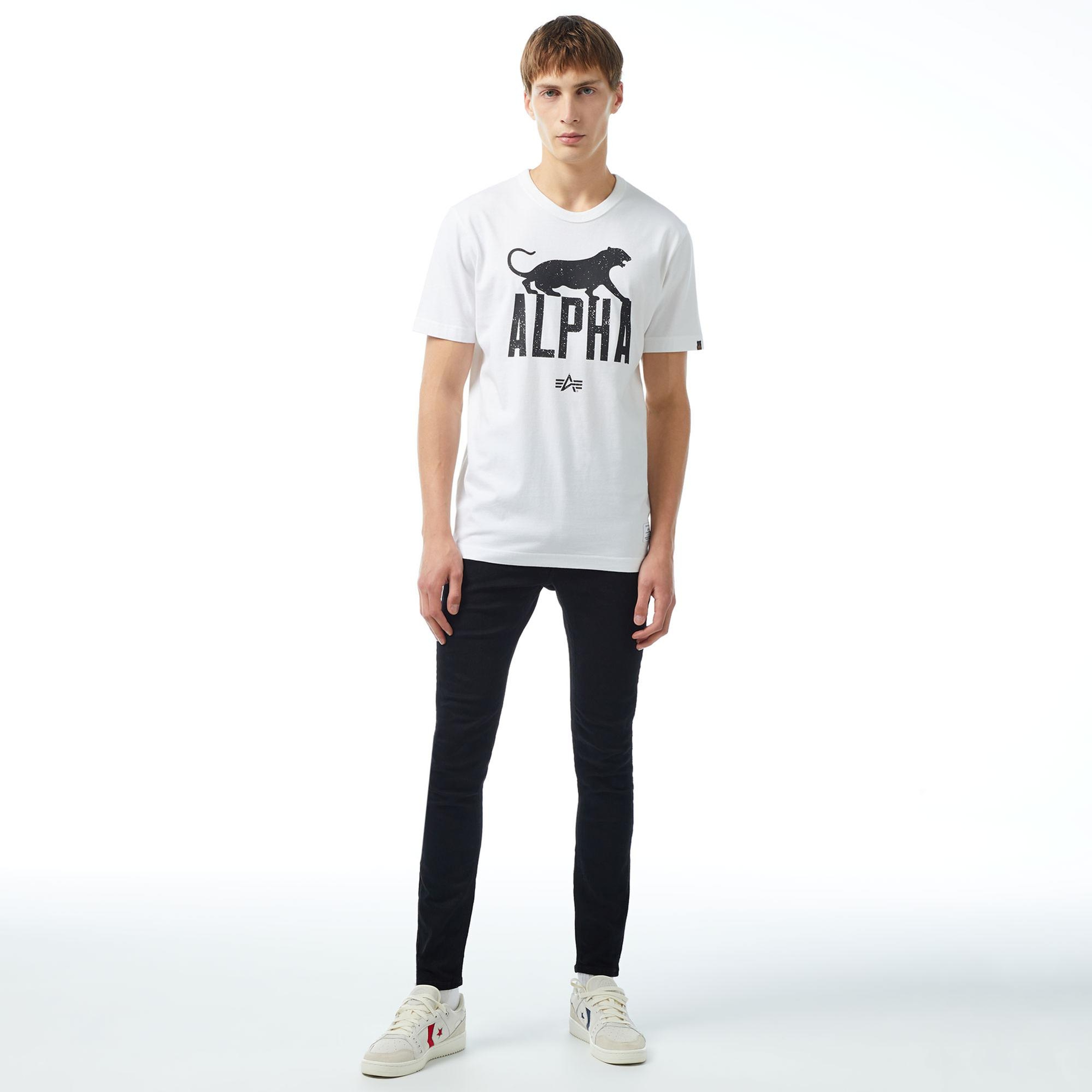 Alpha Industries Alpha Leopard Erkek Beyaz T-Shirt