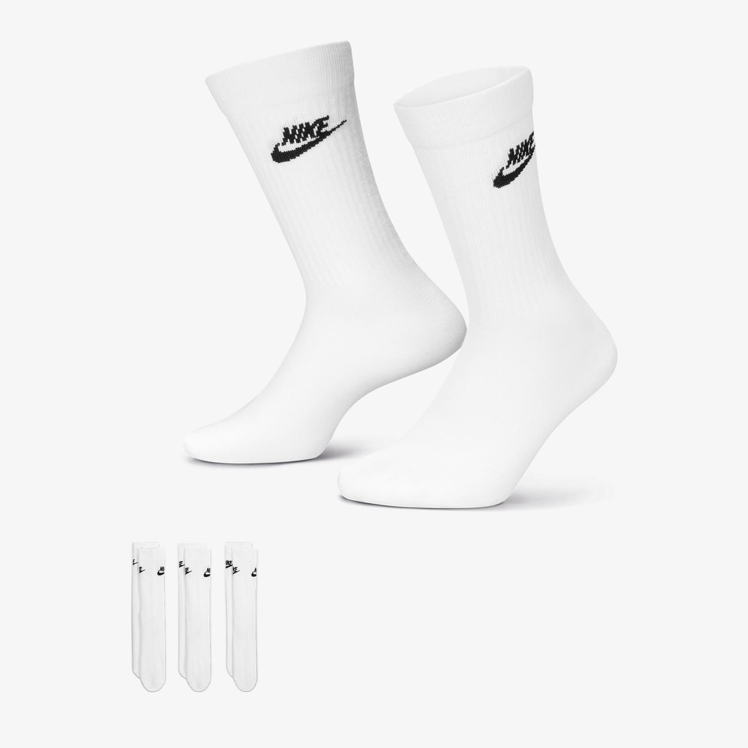 Nike Sportswear Everyday Essential Cr 3'lü Unisex Beyaz Çorap