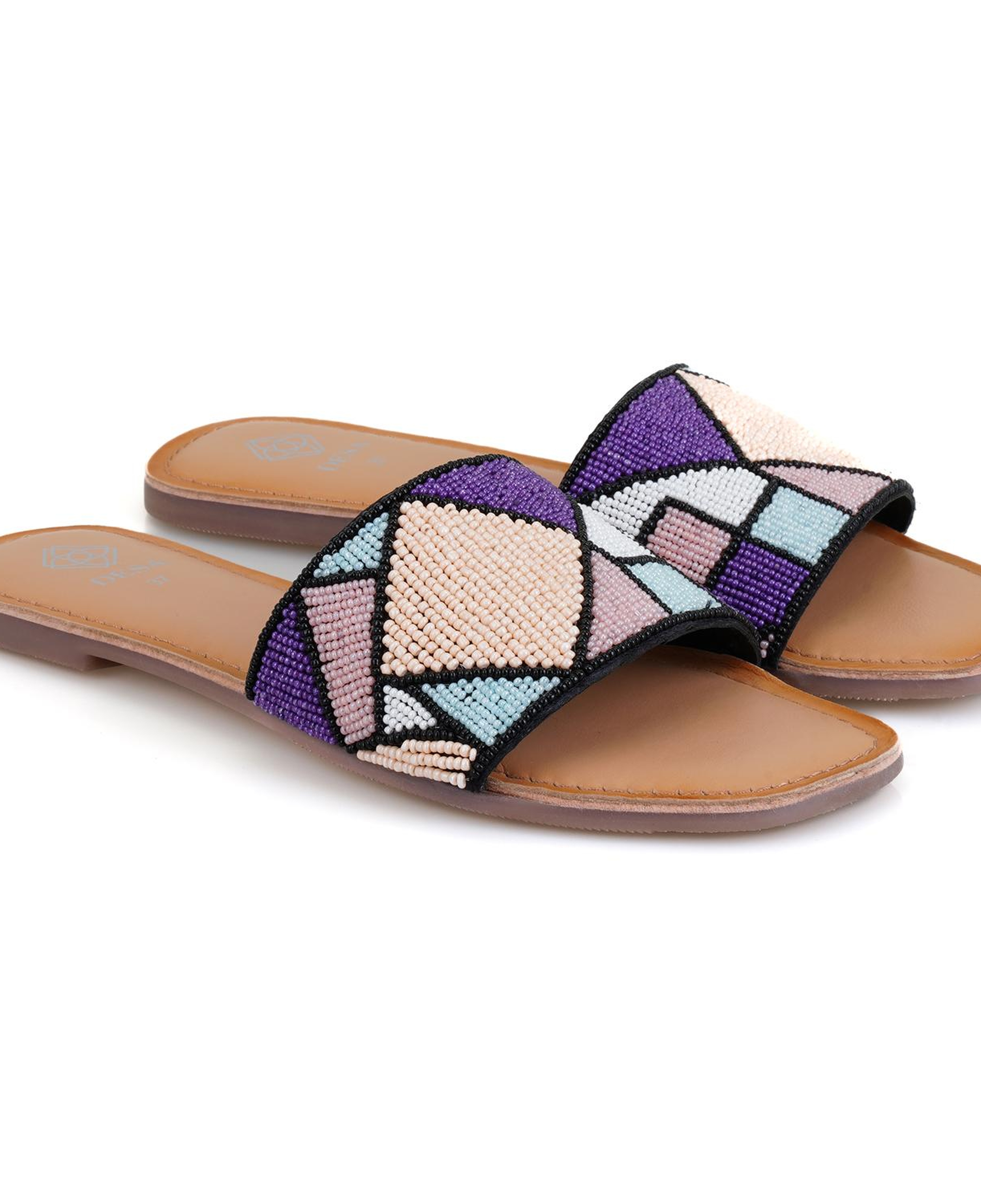 Kadın Çok Renkli Boncuk İşlemeli Terlik
