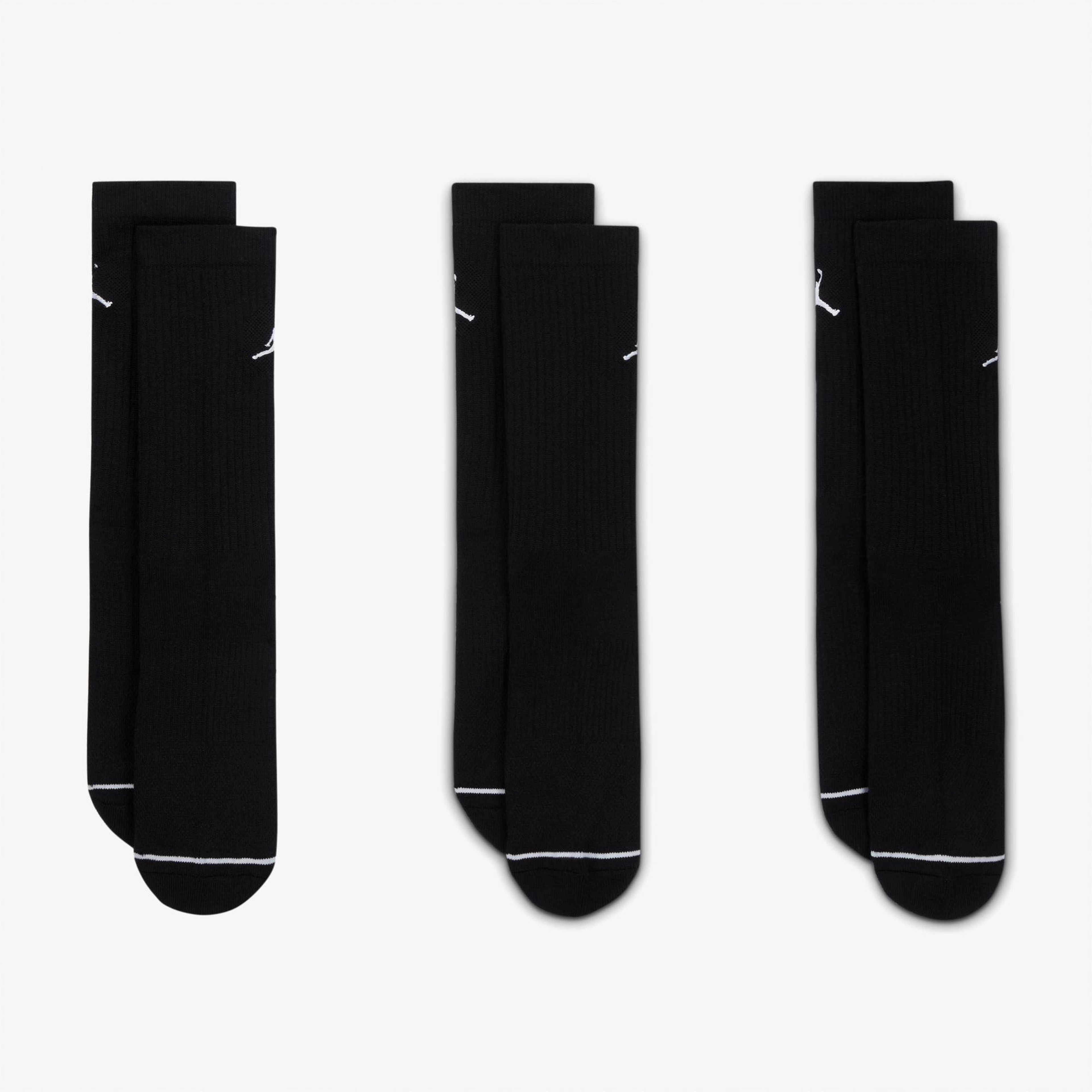 Jordan Cush Poly 3' lü Unisex Siyah Çorap