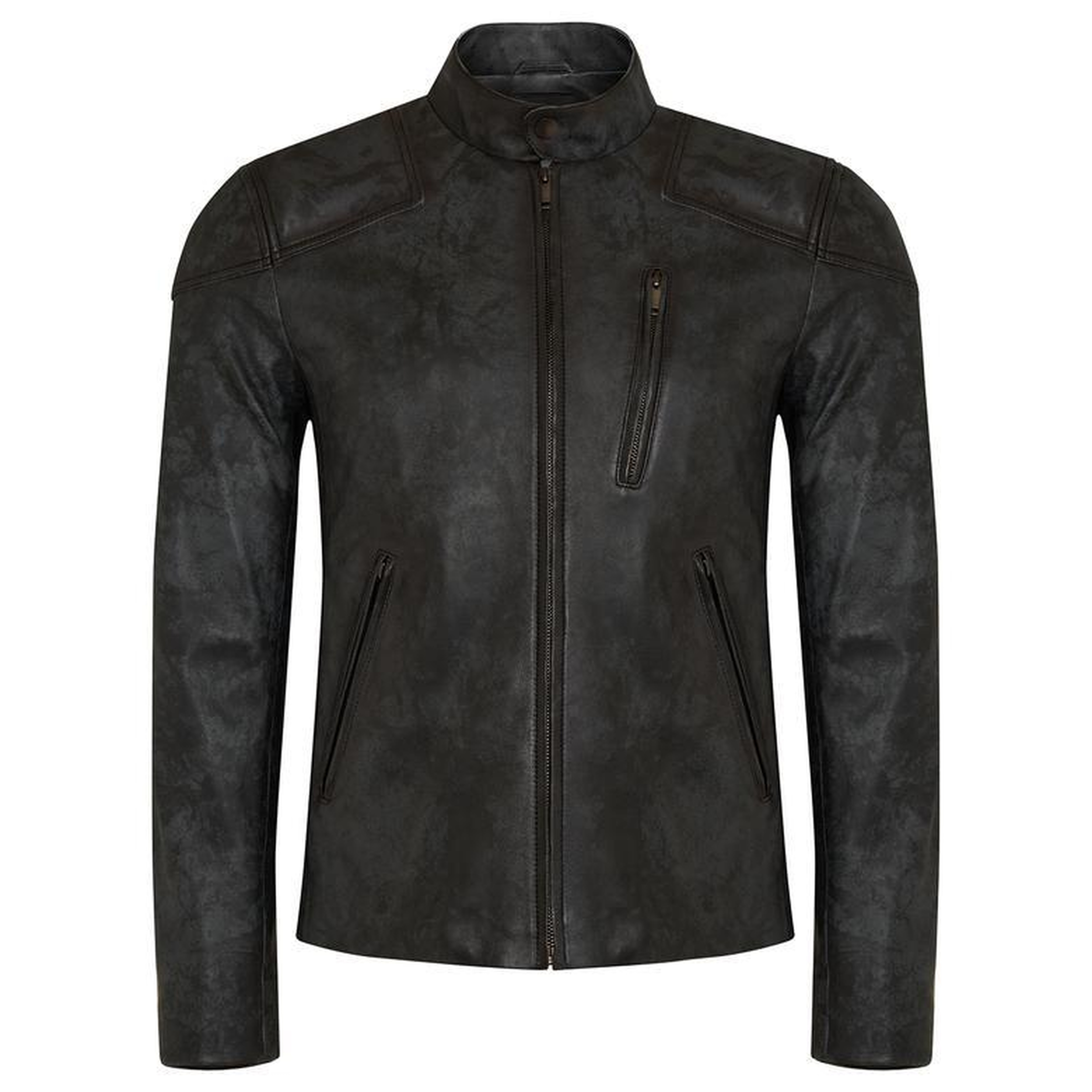 Siyah Erkek Eskitme Deri Mont