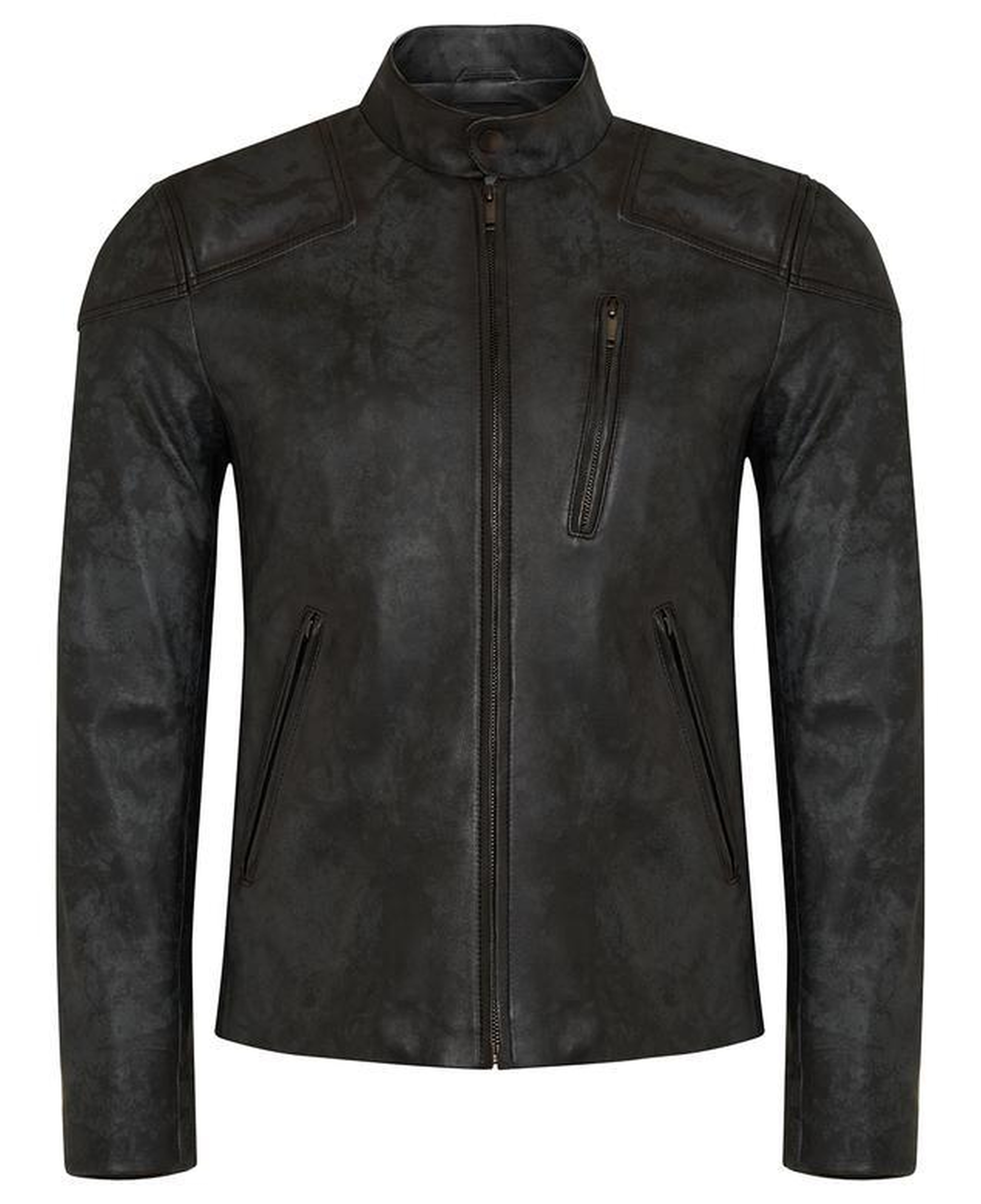 Siyah Erkek Eskitme Deri Mont