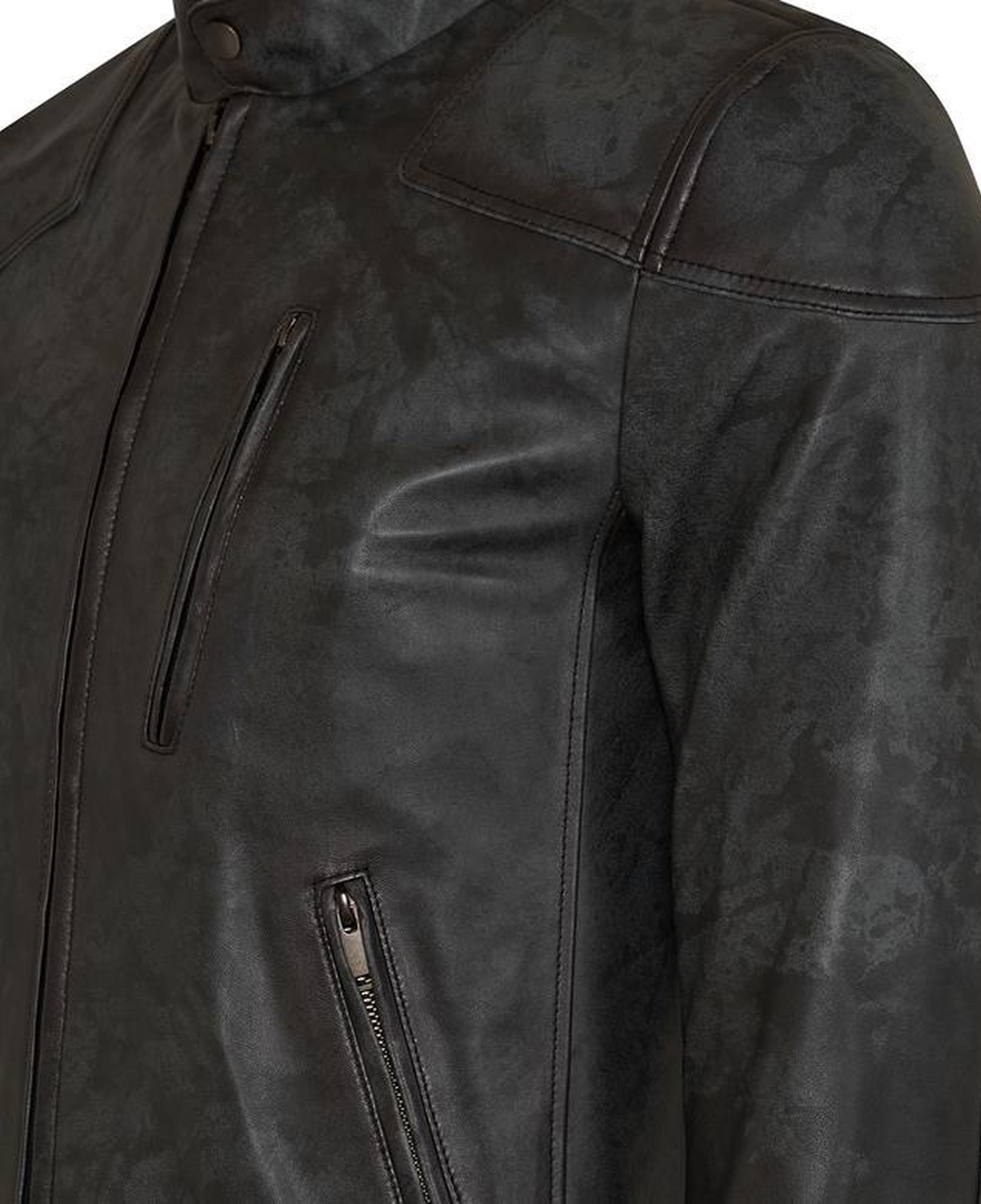 Siyah Erkek Eskitme Deri Mont