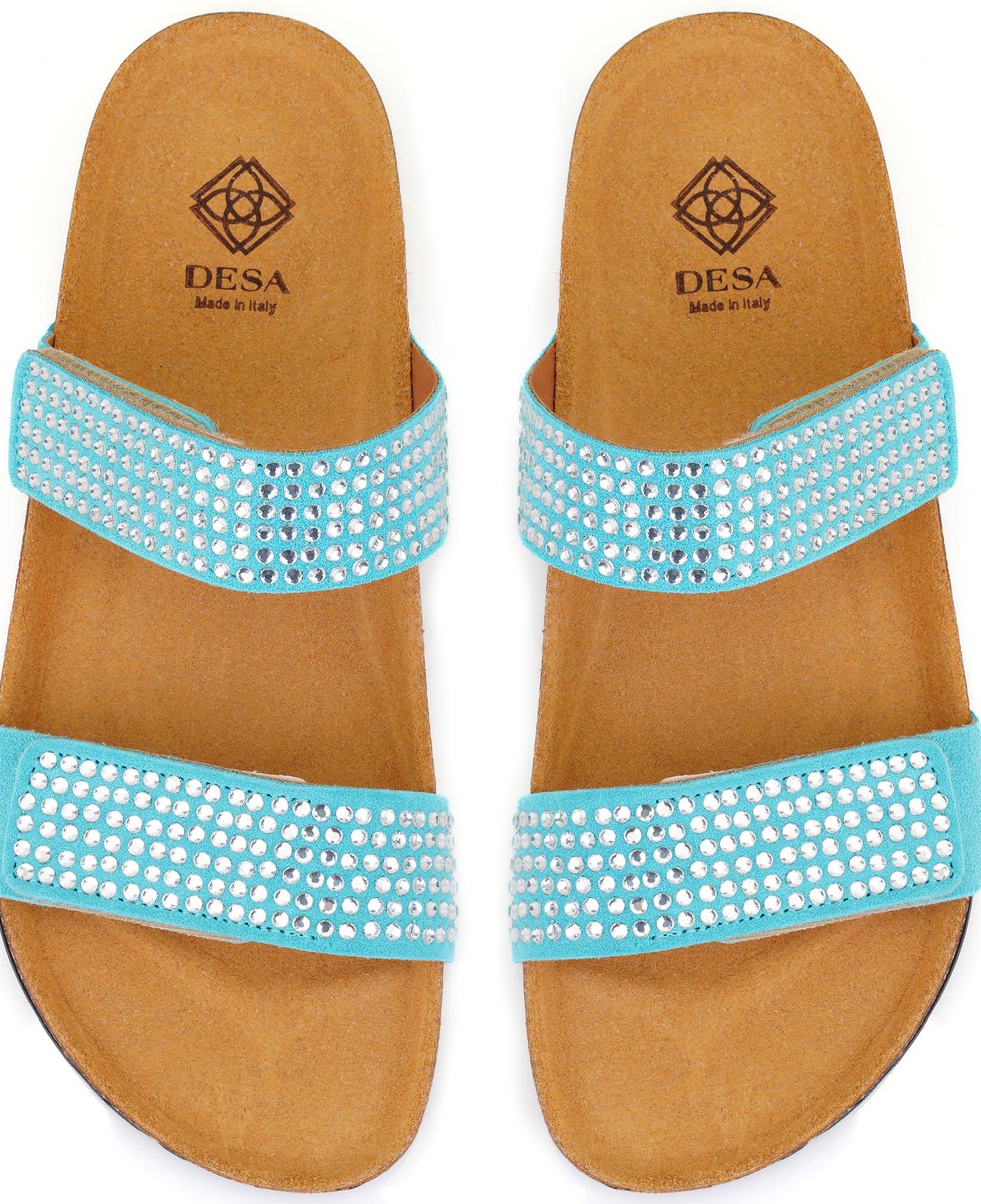 Kadın Mavi Cırt Cırtlı Süet Deri Terlik