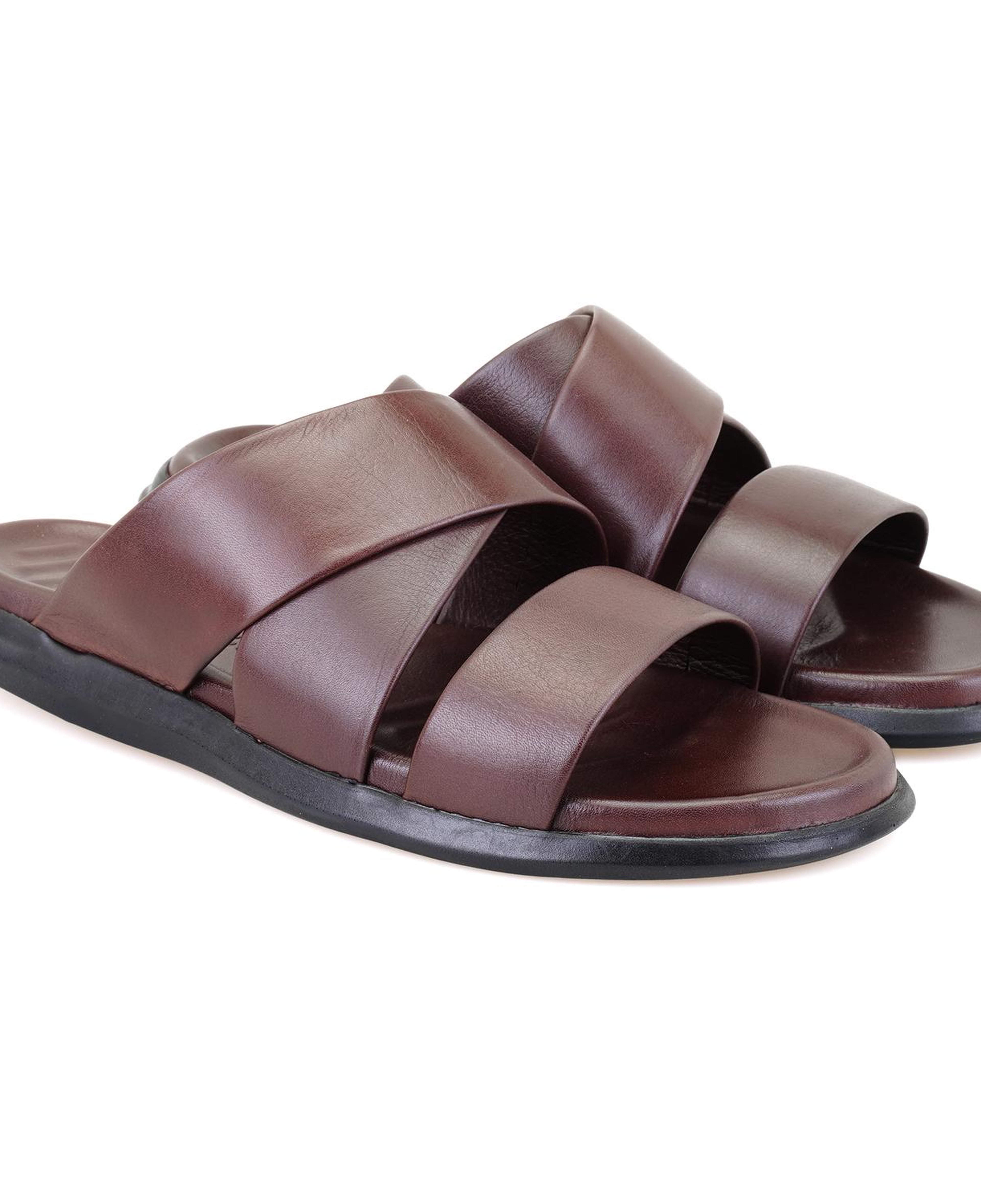 Evelin Kahve Erkek Deri Terlik