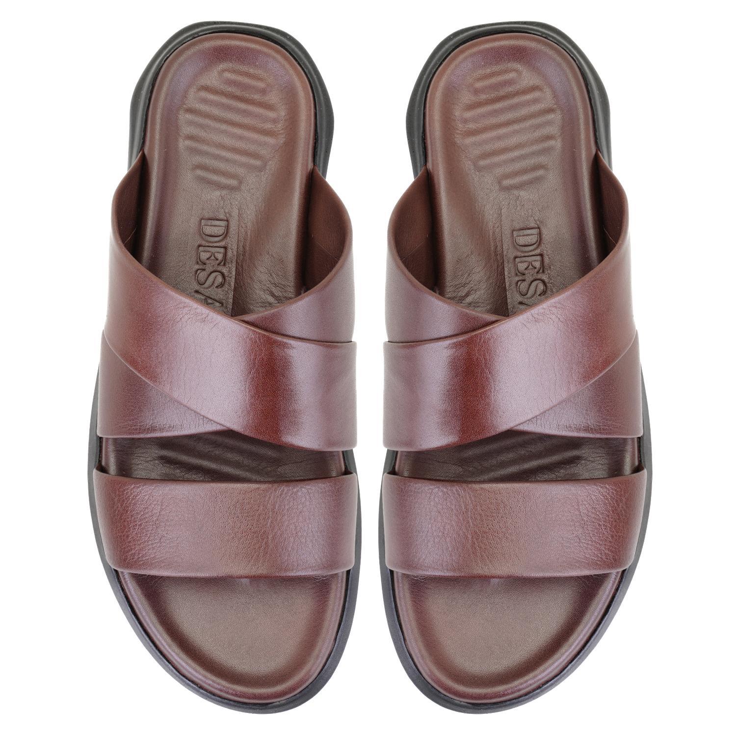 Evelin Kahve Erkek Deri Terlik