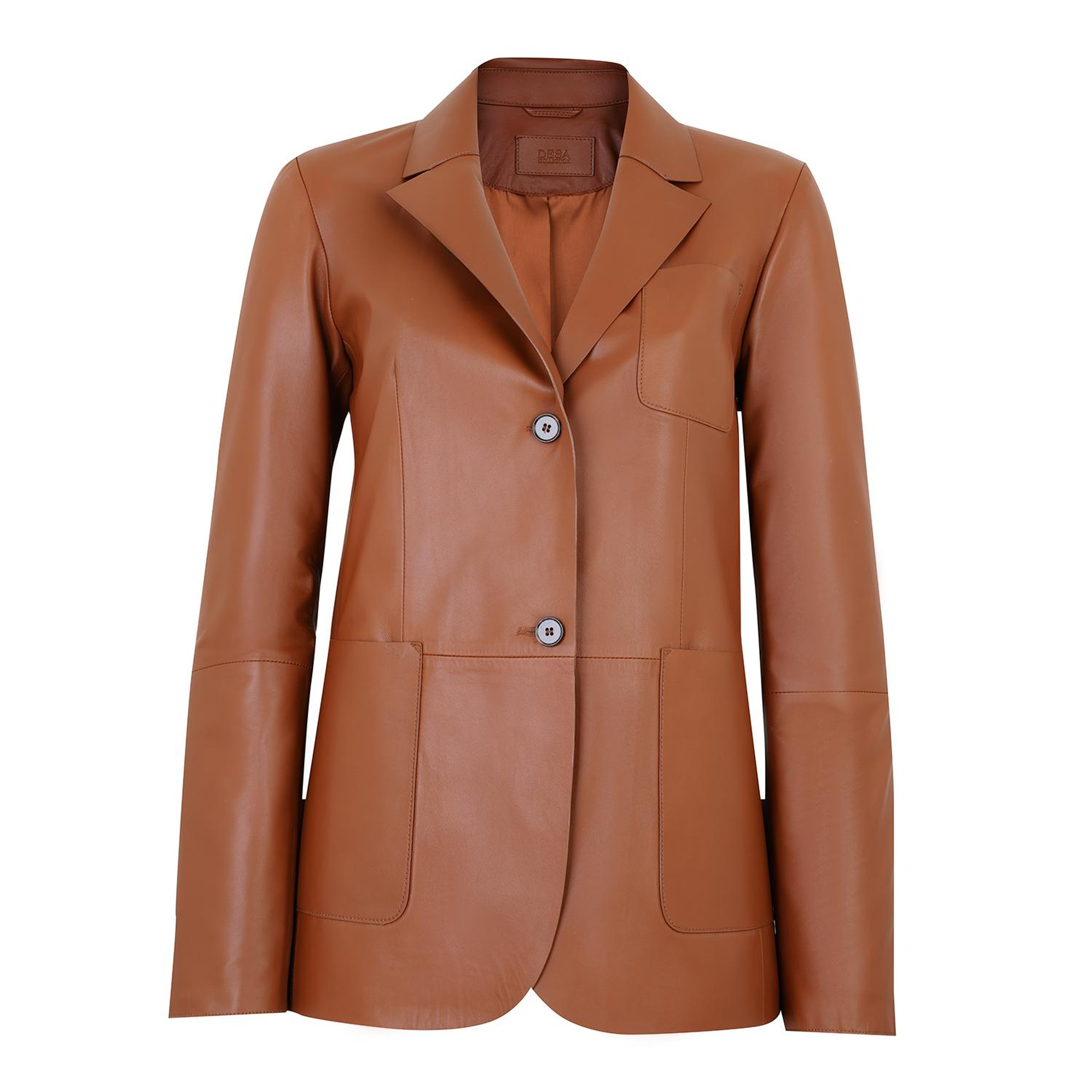 Angelea Kahve Kadın Blazer Deri Ceket