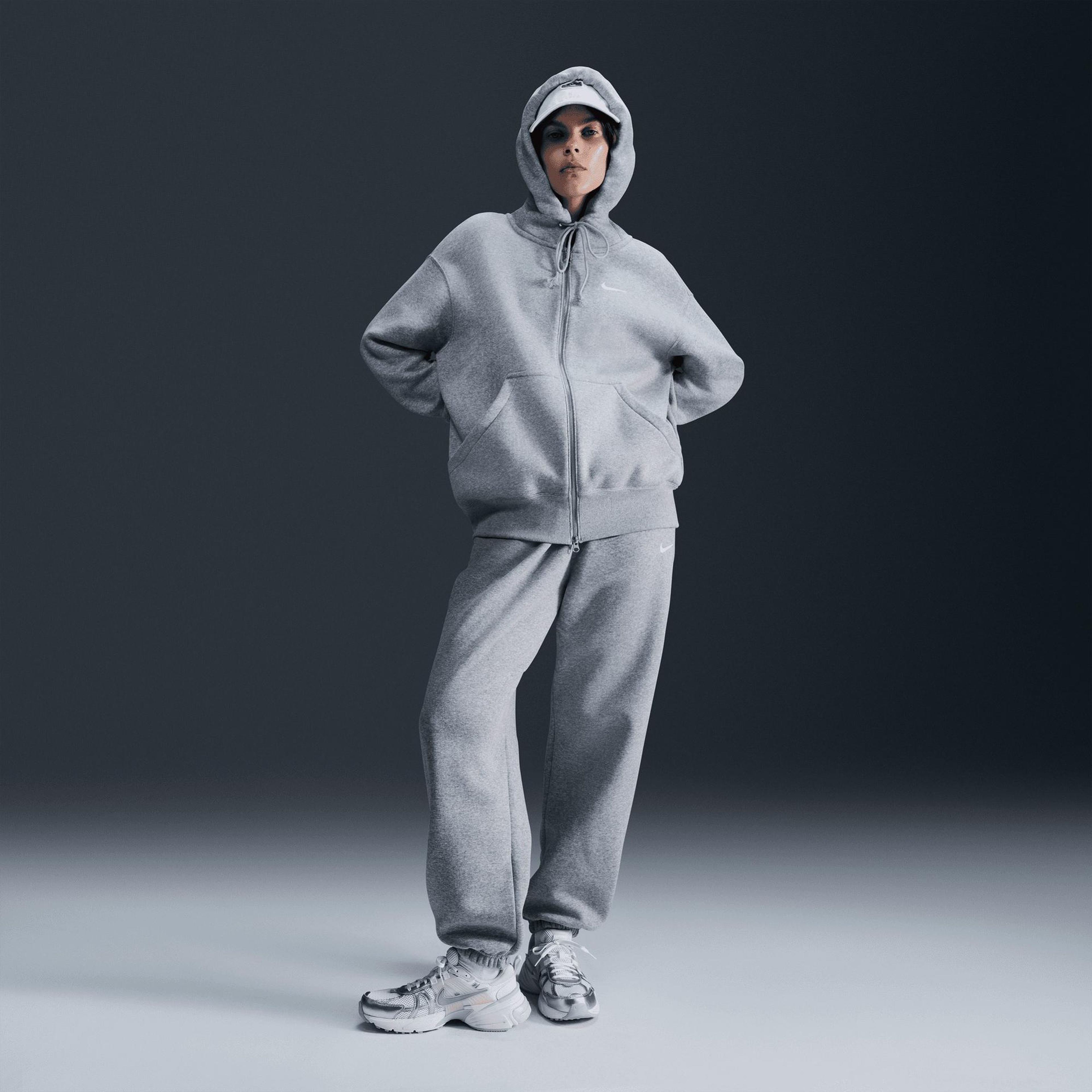 Nike Sportswear Phoenix Fleece Oversize Kadın Gri Hoodie
