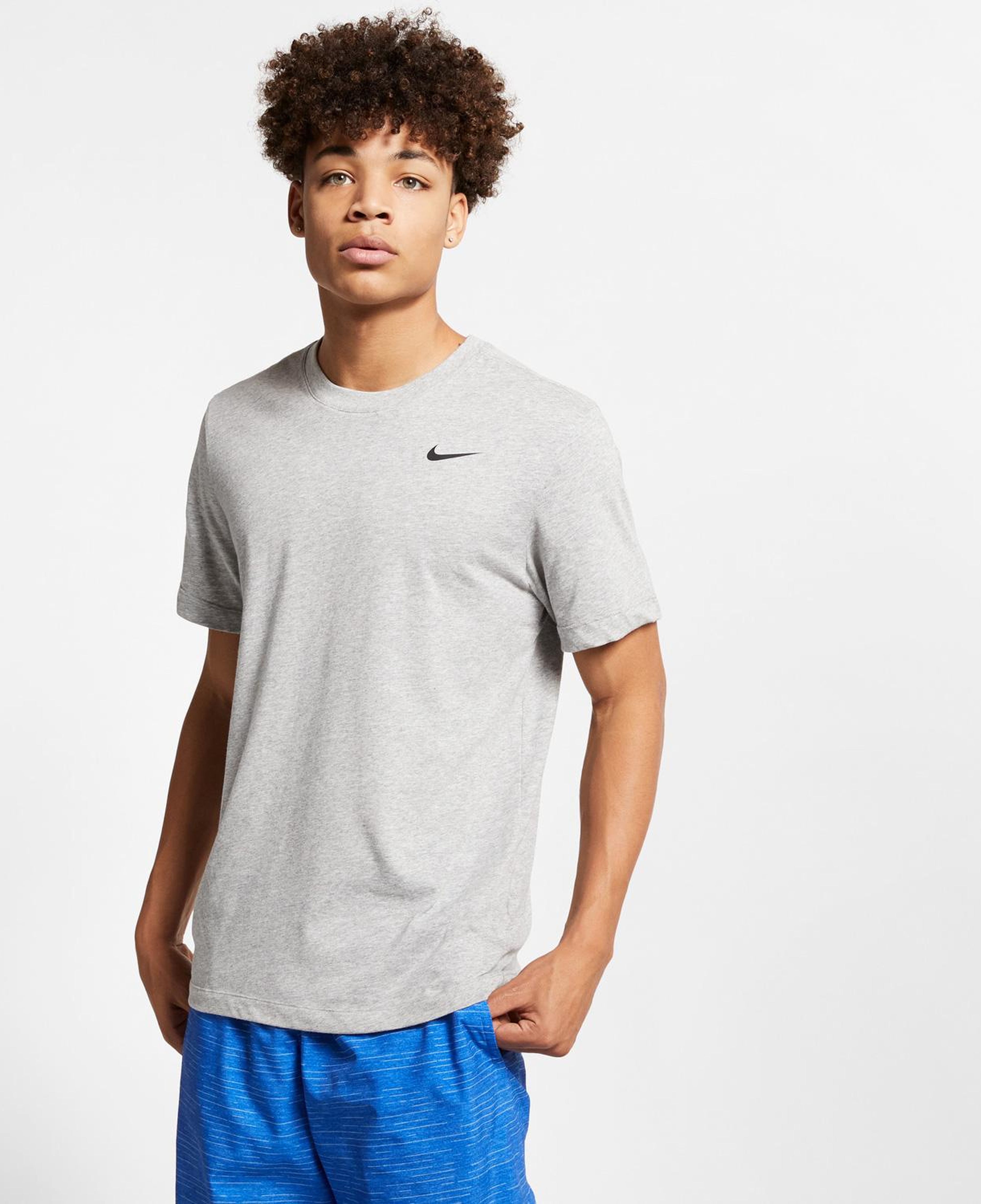 Nike Dri-Fit Crew Solid Erkek Gri T-Shirt