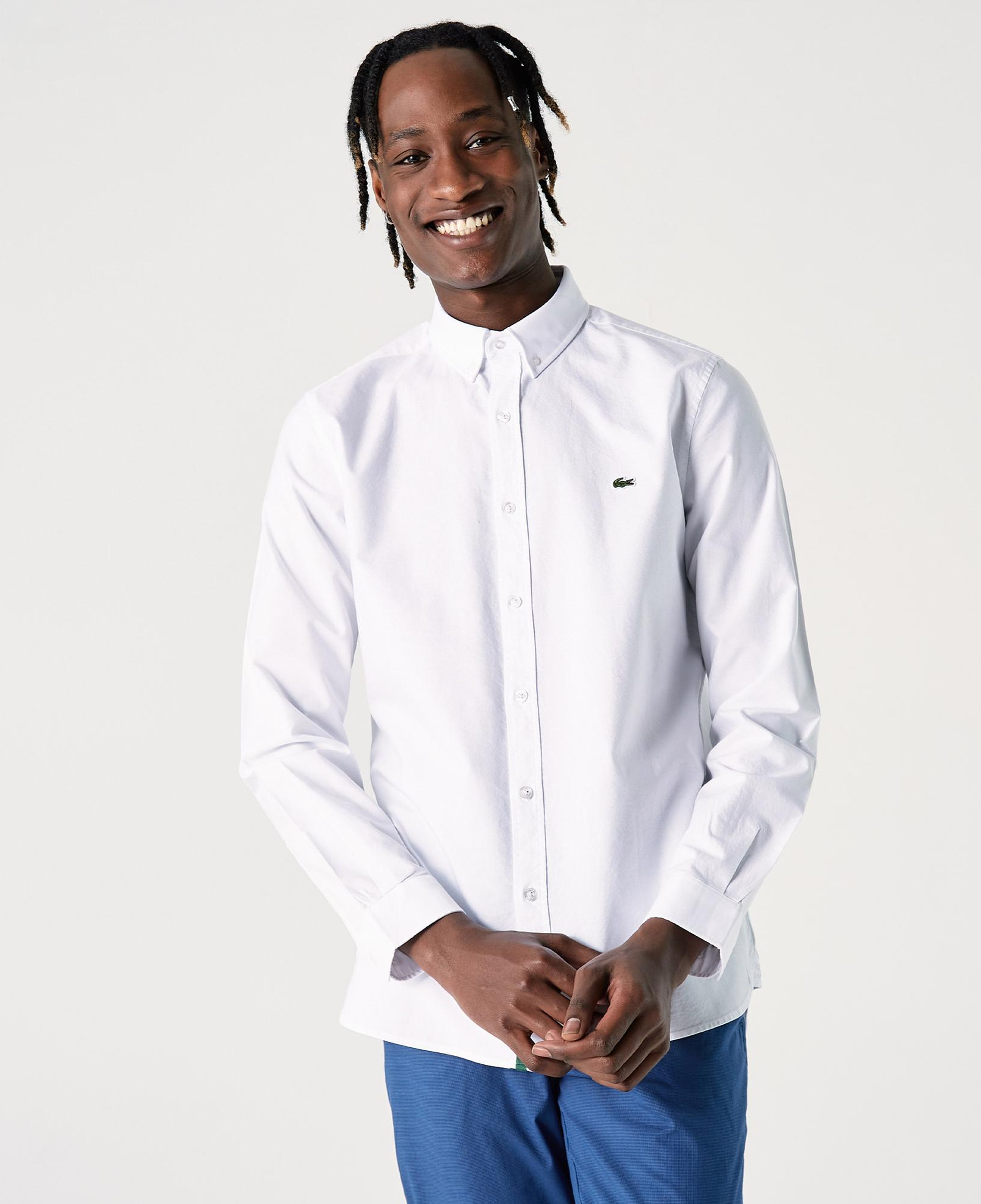 Lacoste Erkek Slim Fit Düğmeli Yaka Beyaz Gömlek