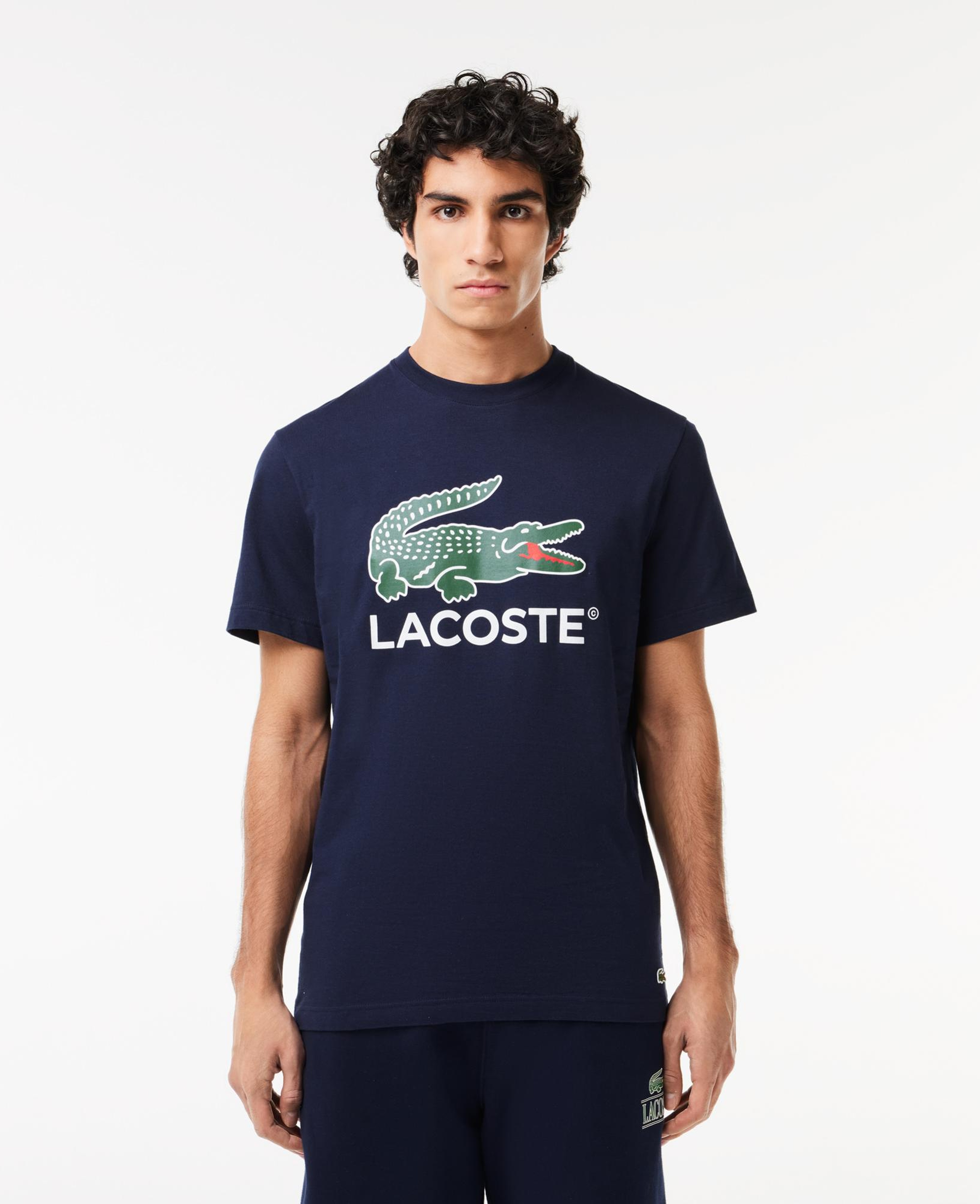 Lacoste Erkek Regular Fit Bisiklet Yaka Baskılı Lacivert T-Shirt