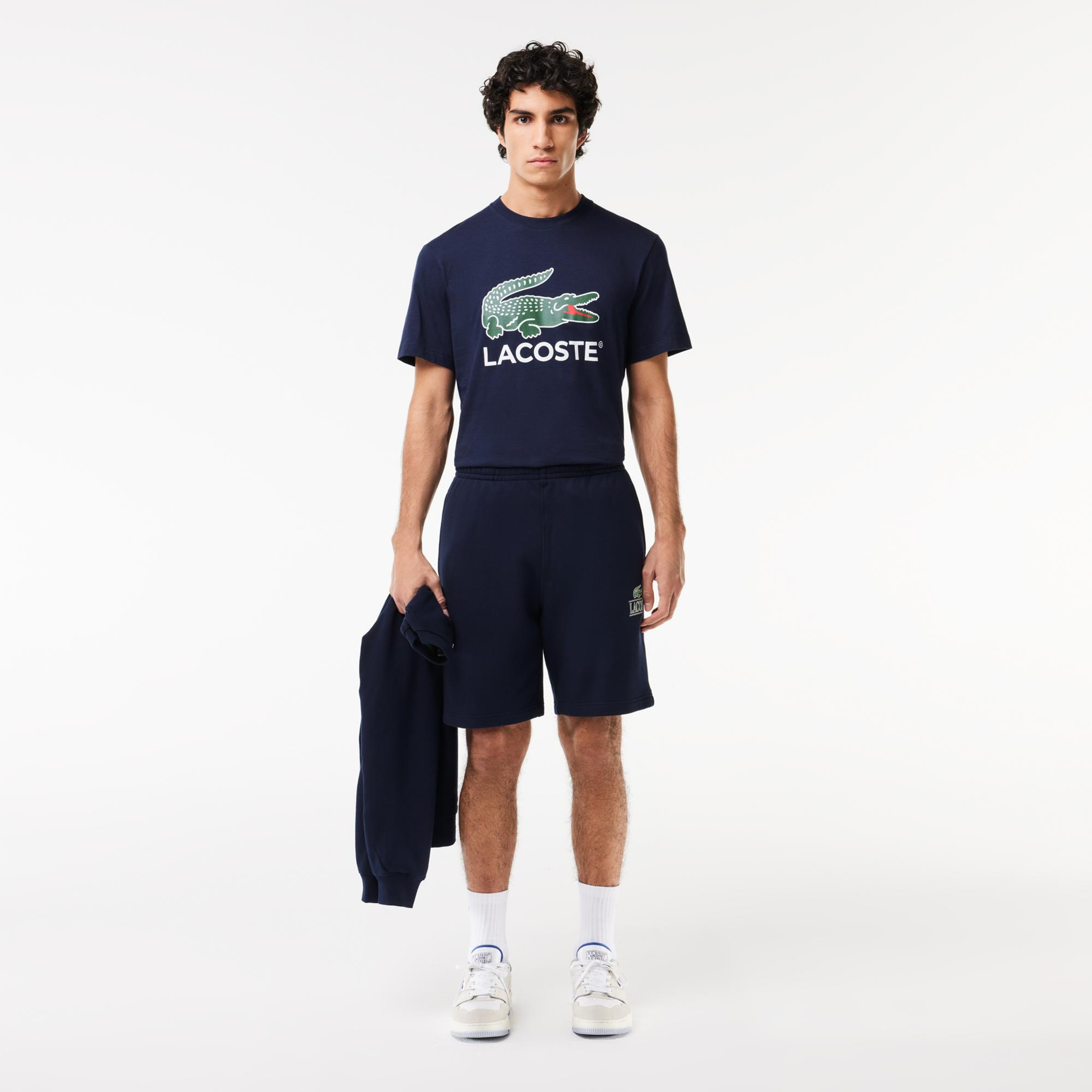 Lacoste Erkek Regular Fit Bisiklet Yaka Baskılı Lacivert T-Shirt