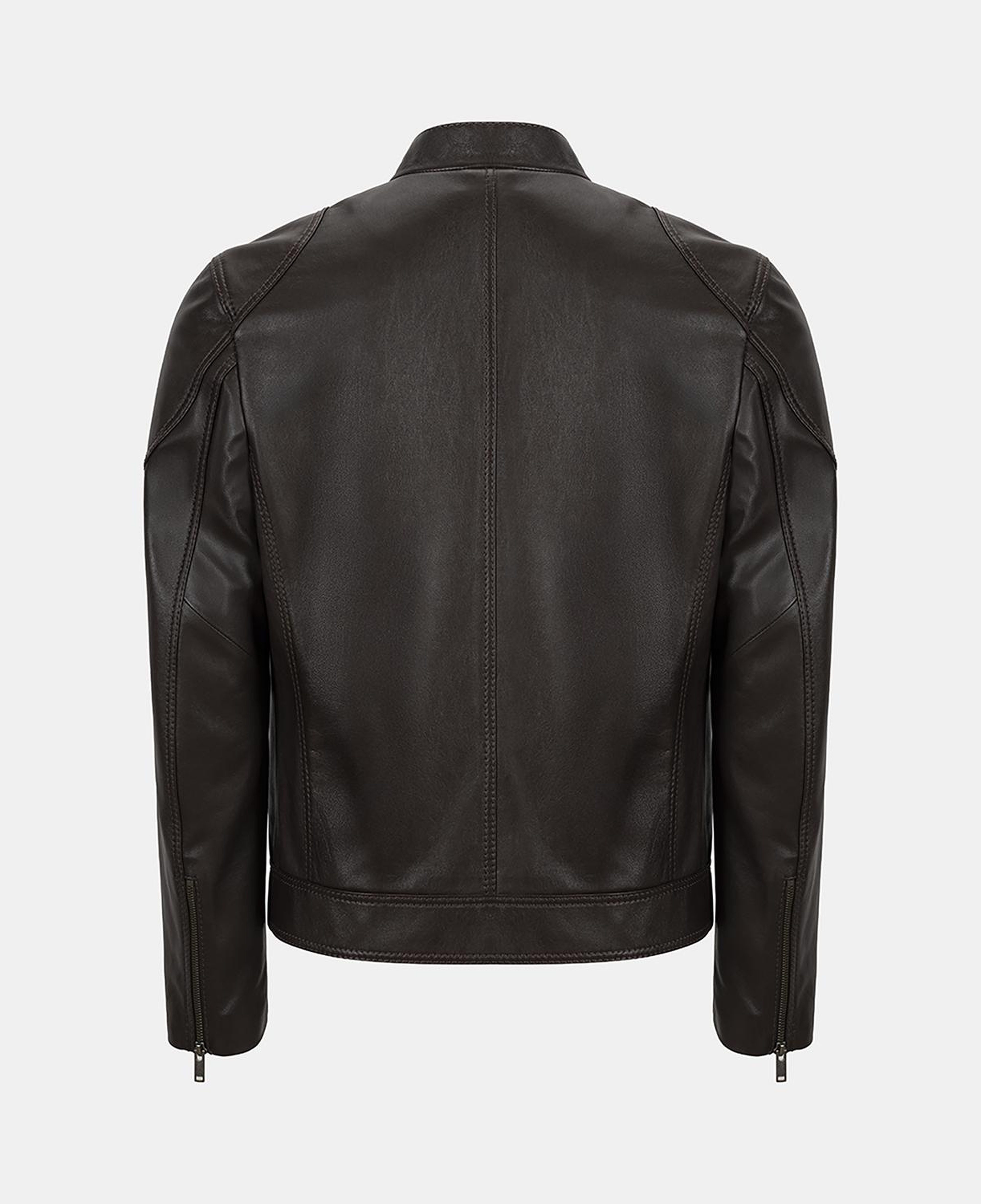 Erkek Koyu Kahve Hakim Yakalı Deri Ceket