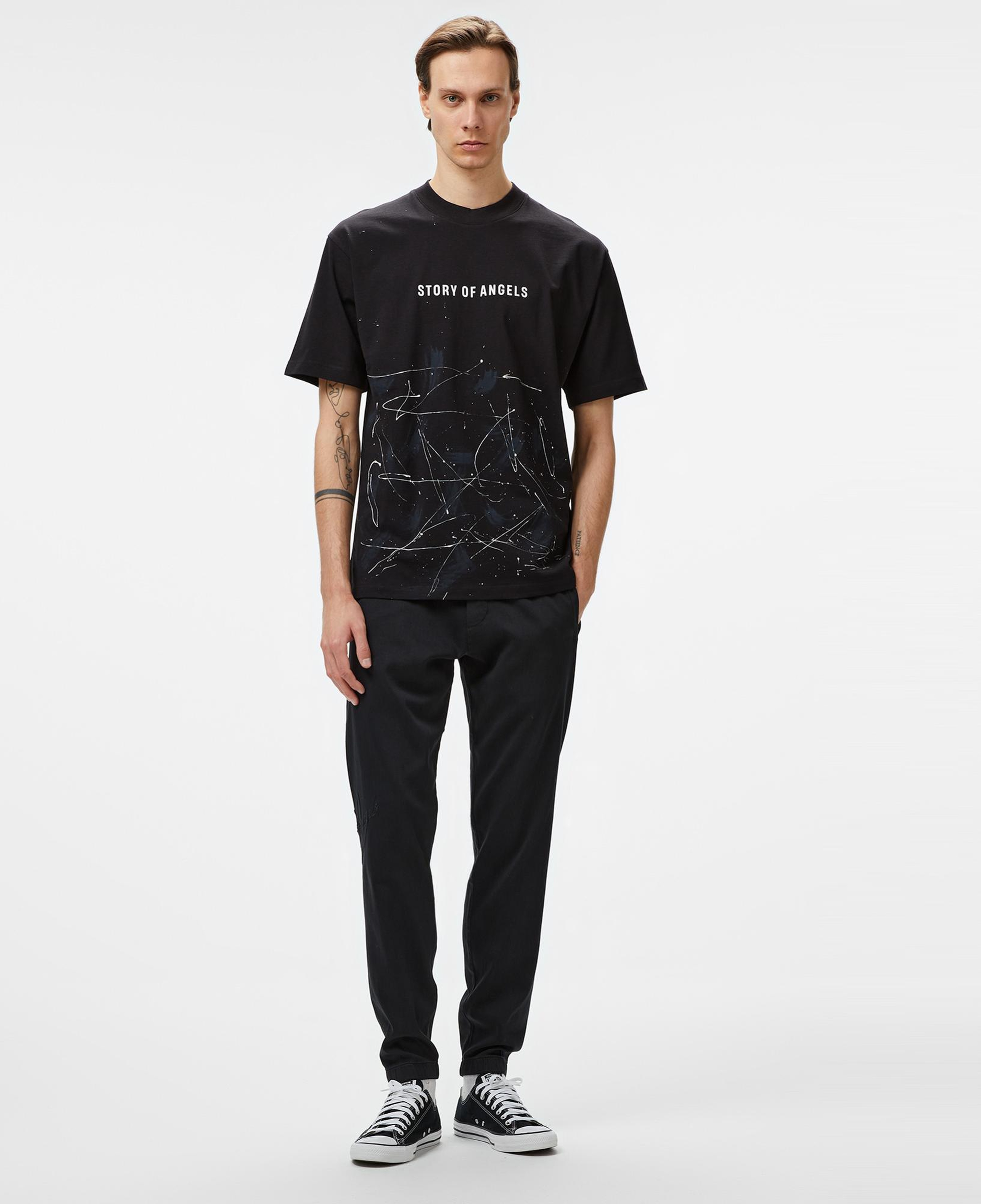 Story Of Angels Soa Romance Hand-Dye  Erkek Siyah T-Shirt