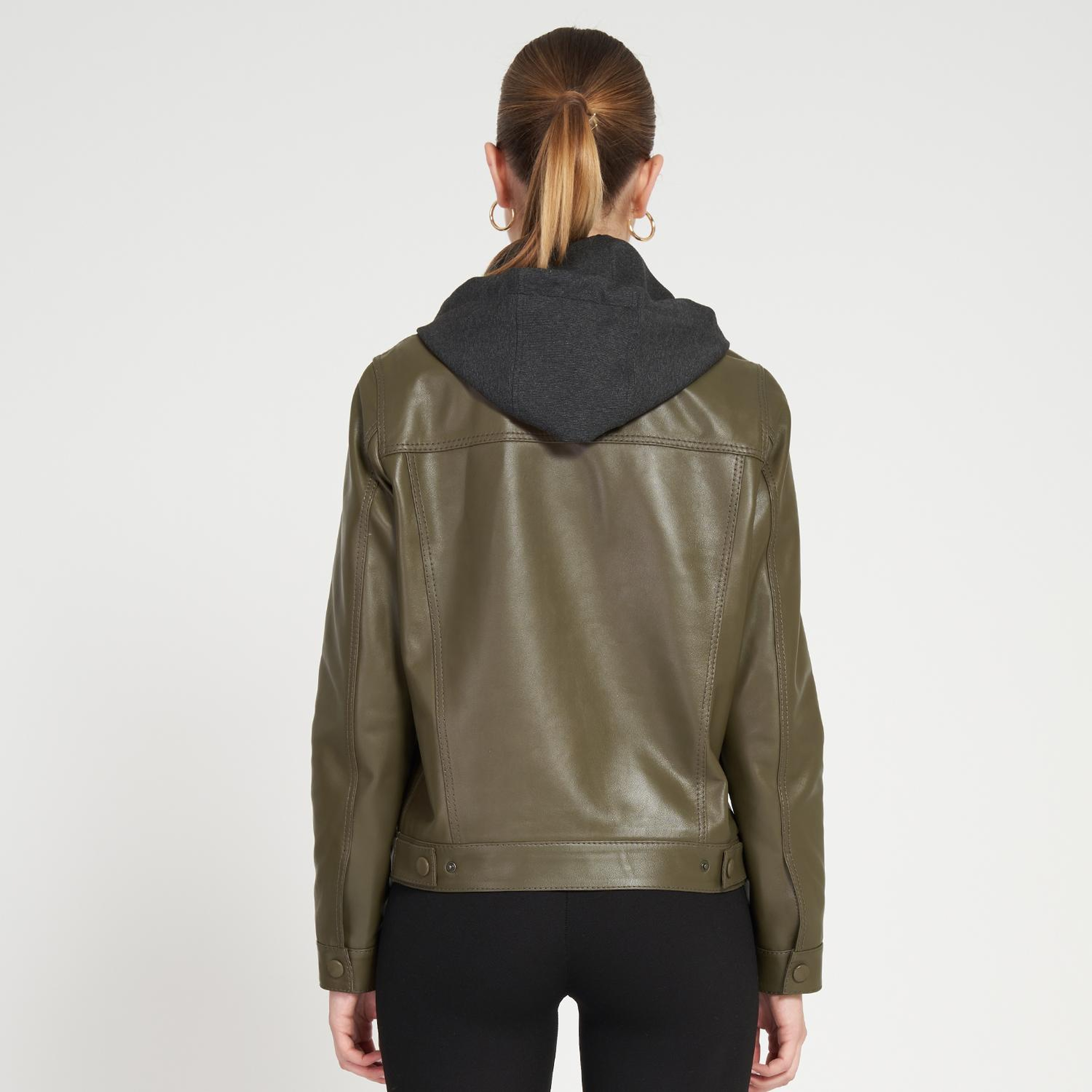 Alicia Haki Kadın Deri Kapüşonlu Ceket