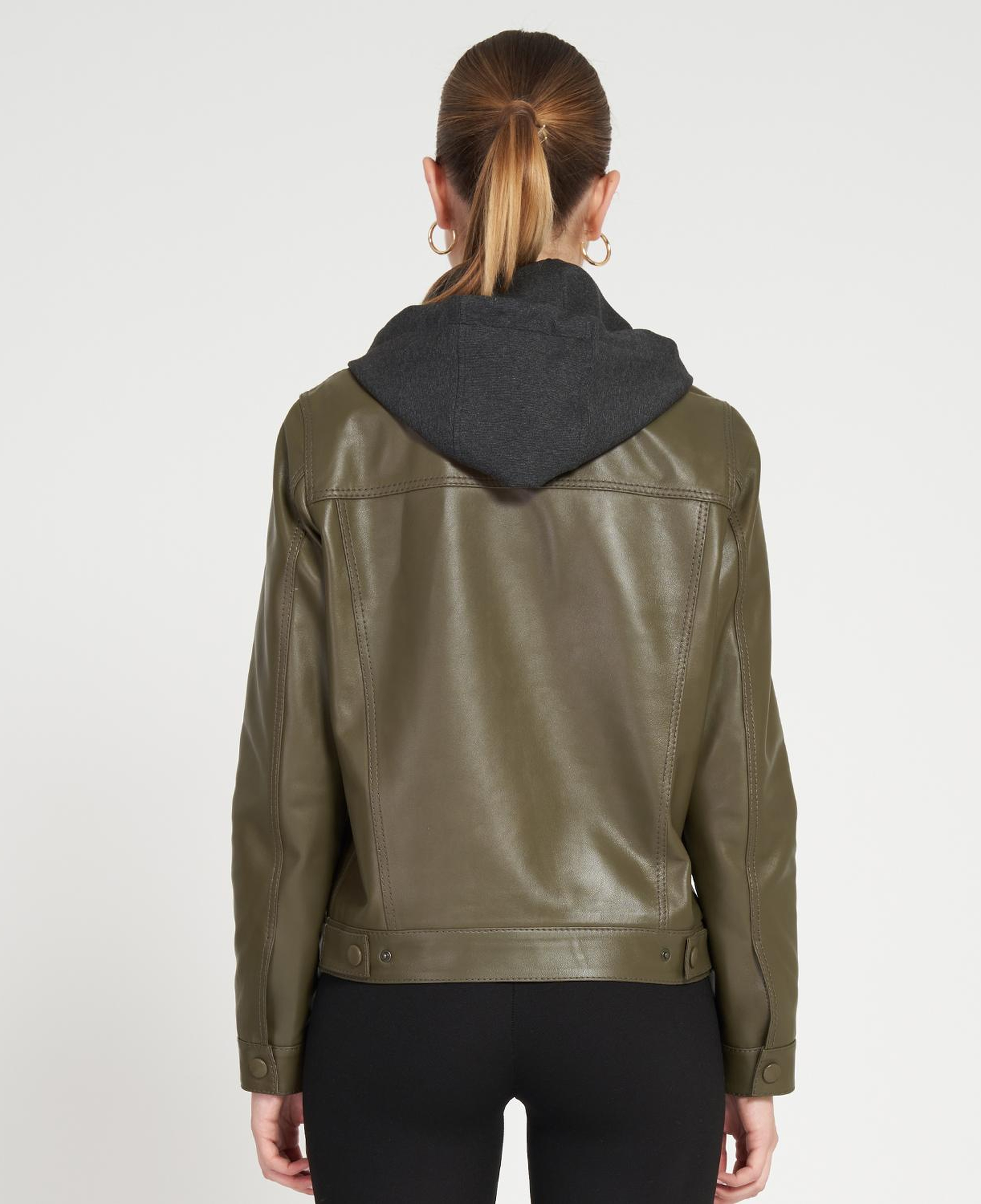 Alicia Haki Kadın Deri Kapüşonlu Ceket