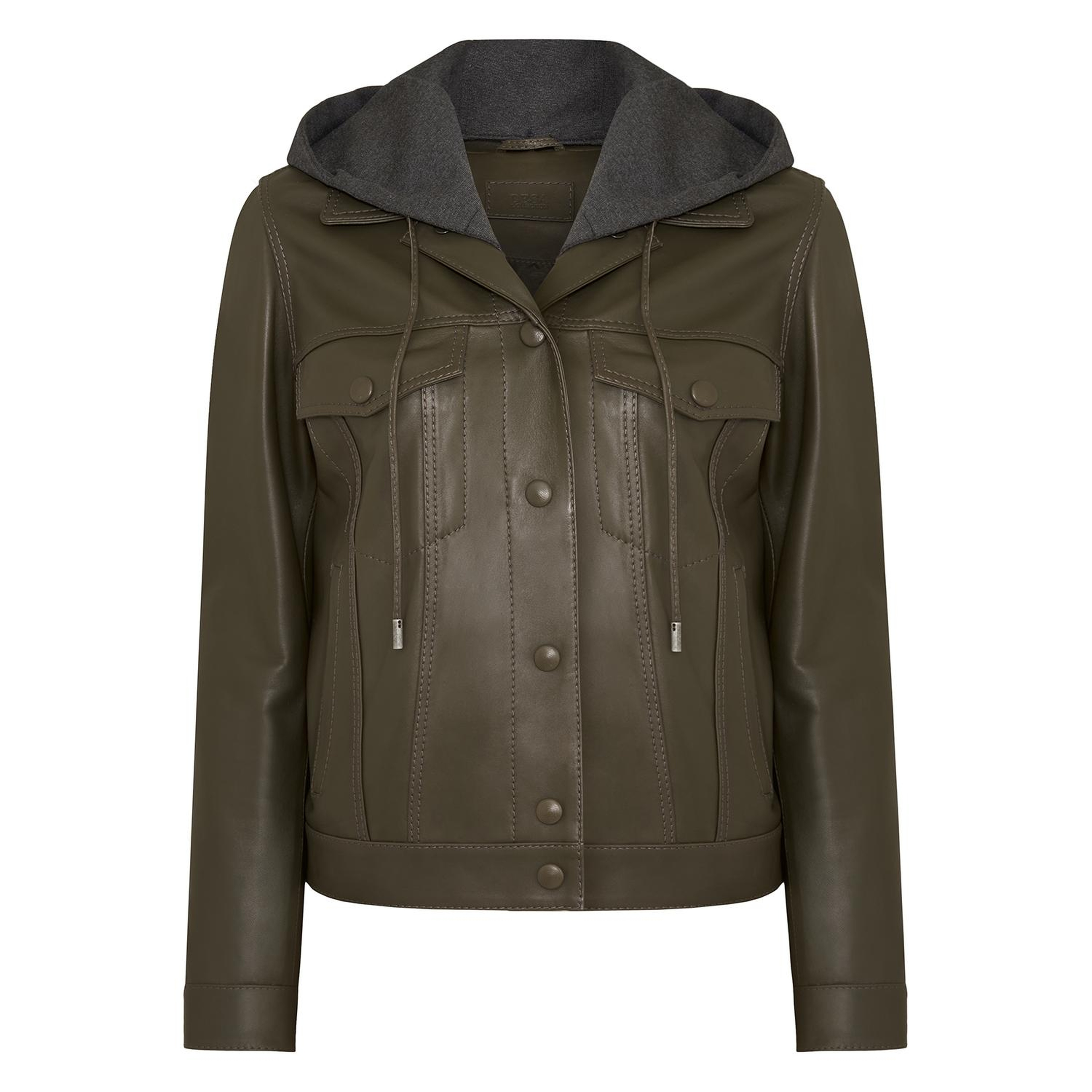 Alicia Haki Kadın Deri Kapüşonlu Ceket