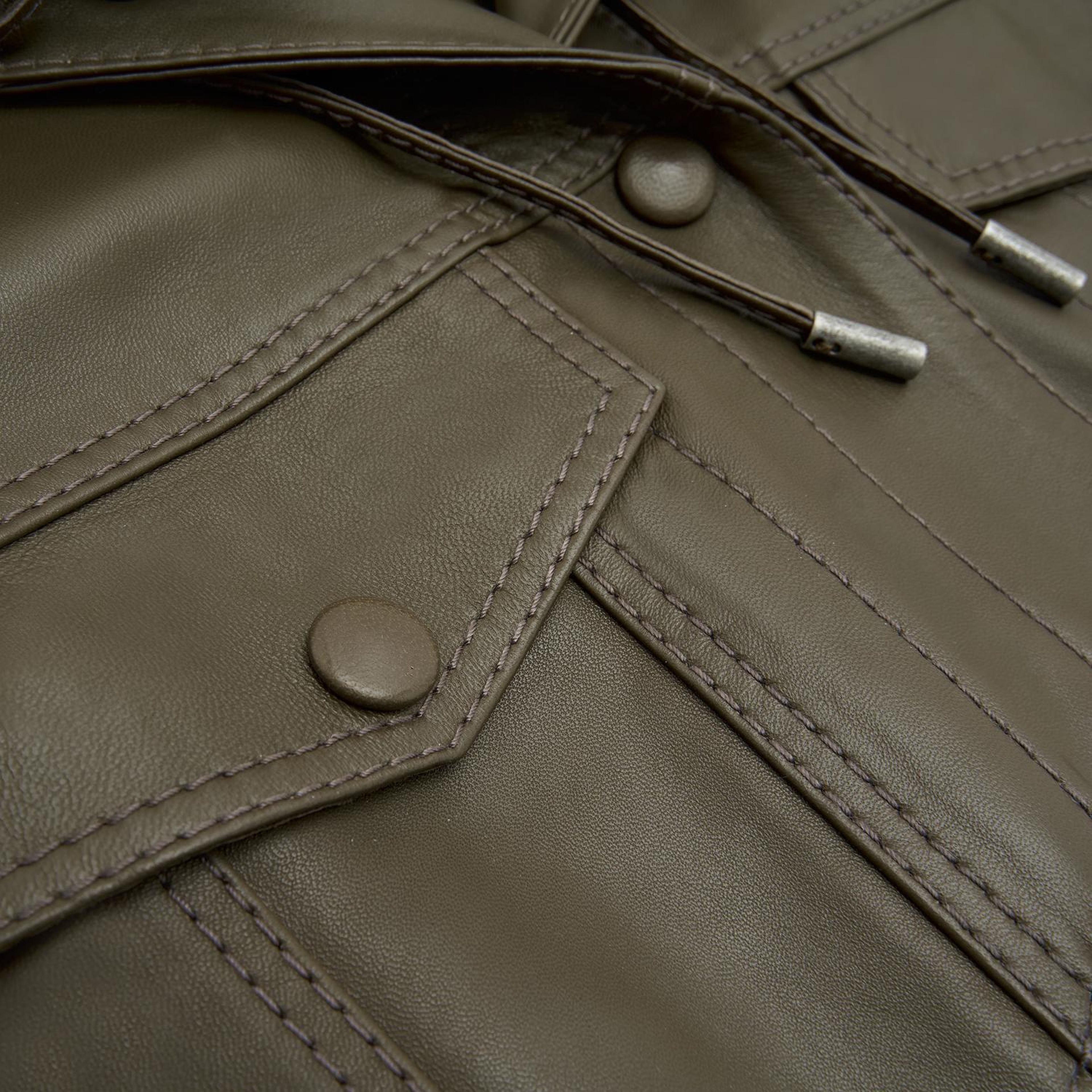 Alicia Haki Kadın Deri Kapüşonlu Ceket